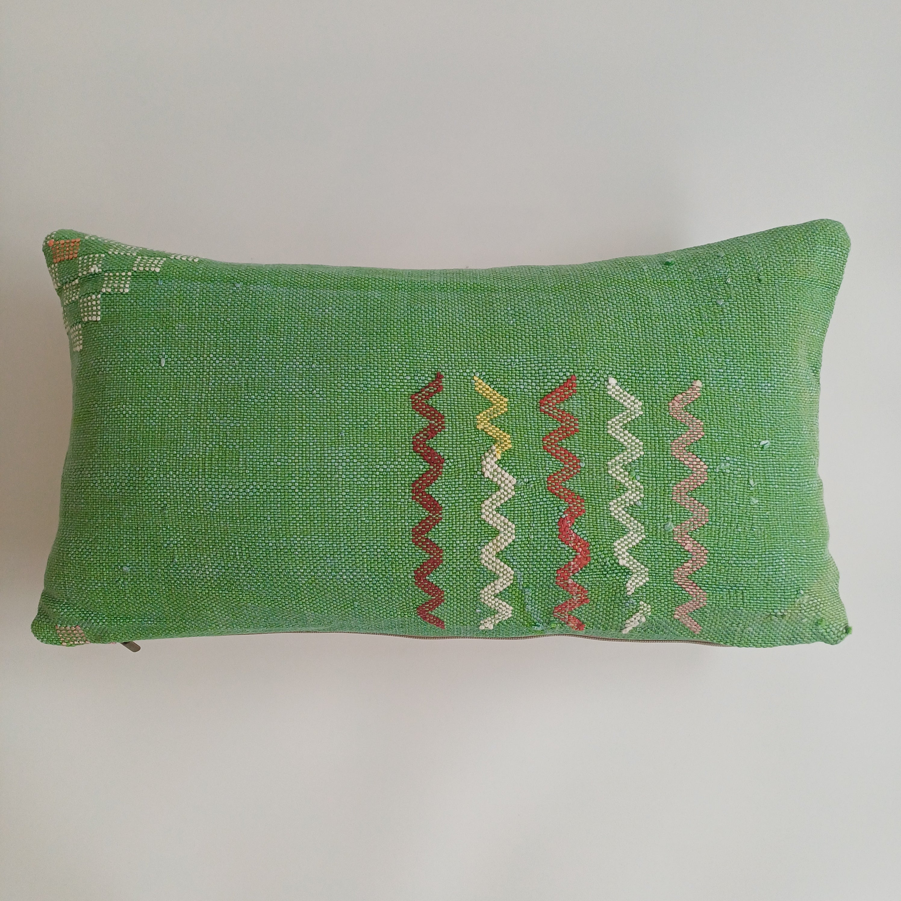 Moroccan Handmade Green Cactus Silk Cushion Cover 24''x12'' / 55x28 CM