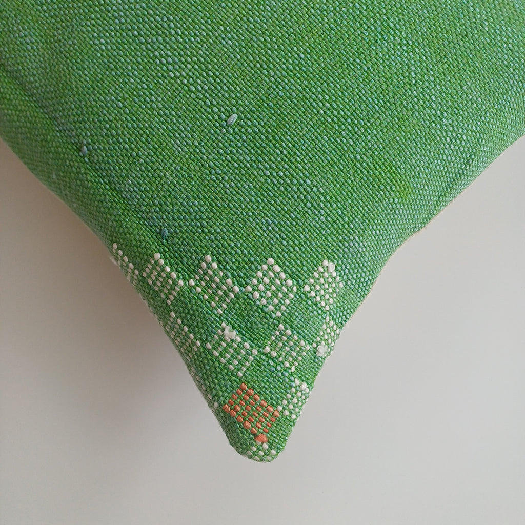Moroccan Handmade Green Cactus Silk Cushion Cover 24''x12'' / 55x28 CM