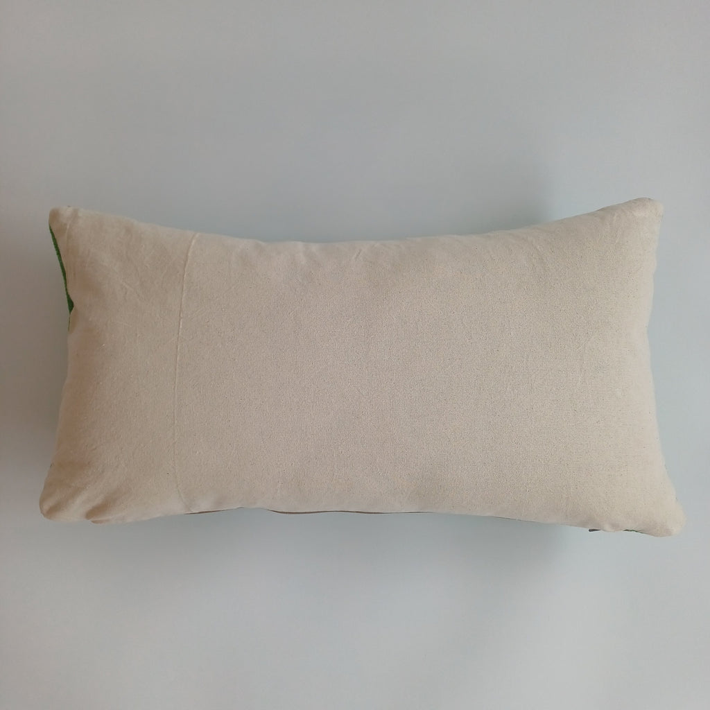 Moroccan Handmade Green Cactus Silk Cushion Cover 24''x12'' / 55x28 CM