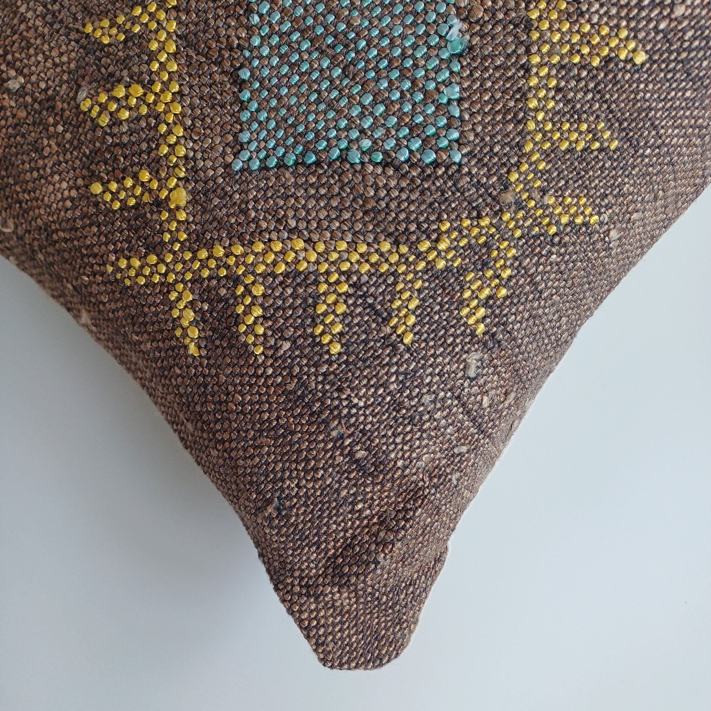 Moroccan Handmade Charcoal Brown Cactus Silk Cushion Cover 24''x12'' / 60x30 CM