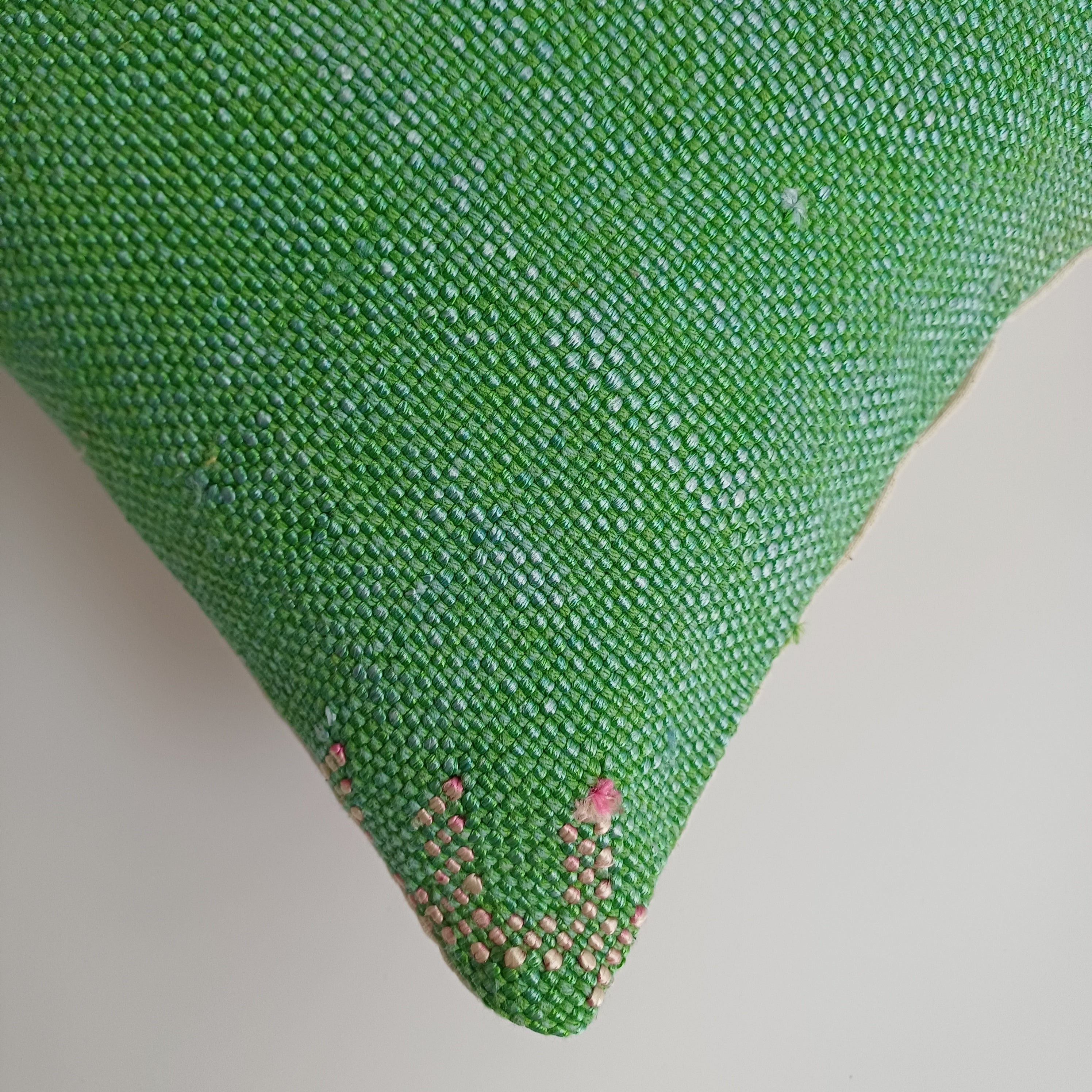 Moroccan Handmade Green Cactus Silk Cushion Cover 24''x12'' / 55x28 CM