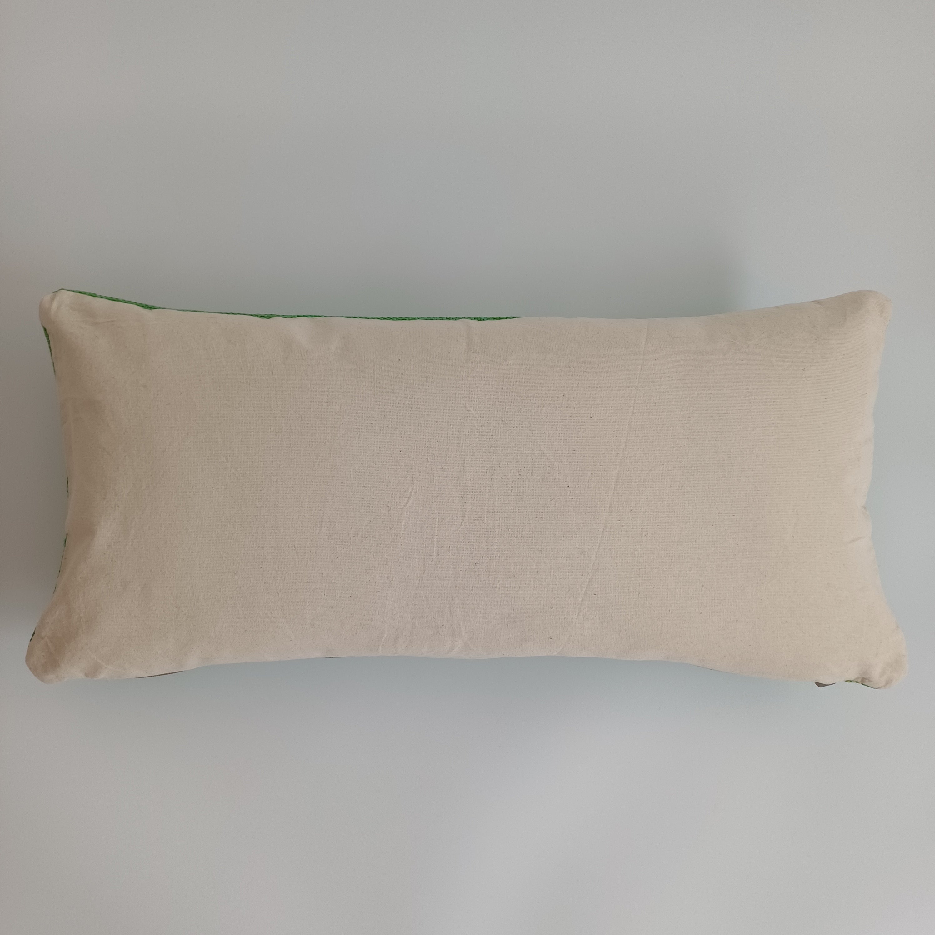 Moroccan Handmade Green Cactus Silk Cushion Cover 24''x12'' / 55x28 CM