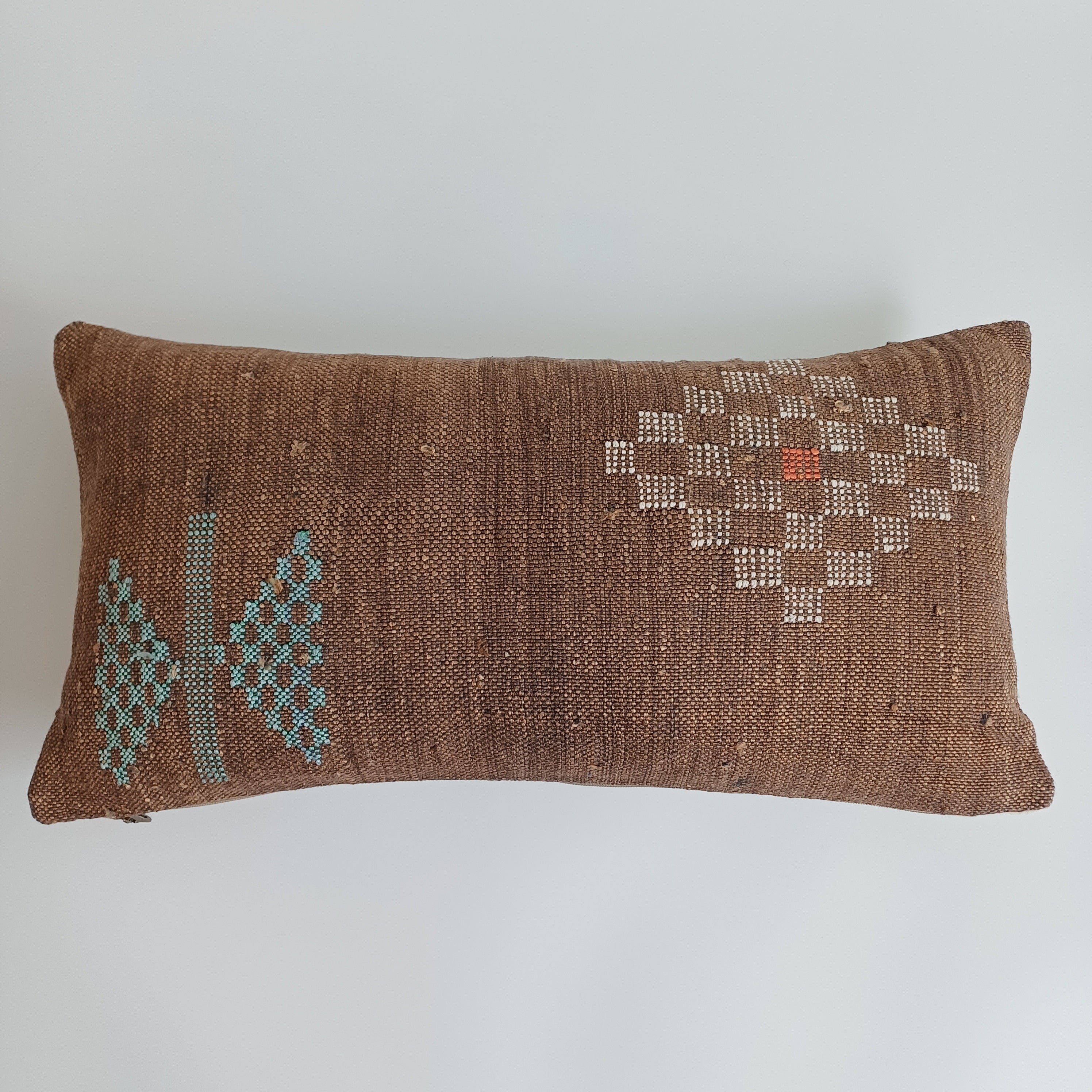 Moroccan Handmade Charcoal Brown Cactus Silk Cushion Cover 24''x12'' / 60x30 CM