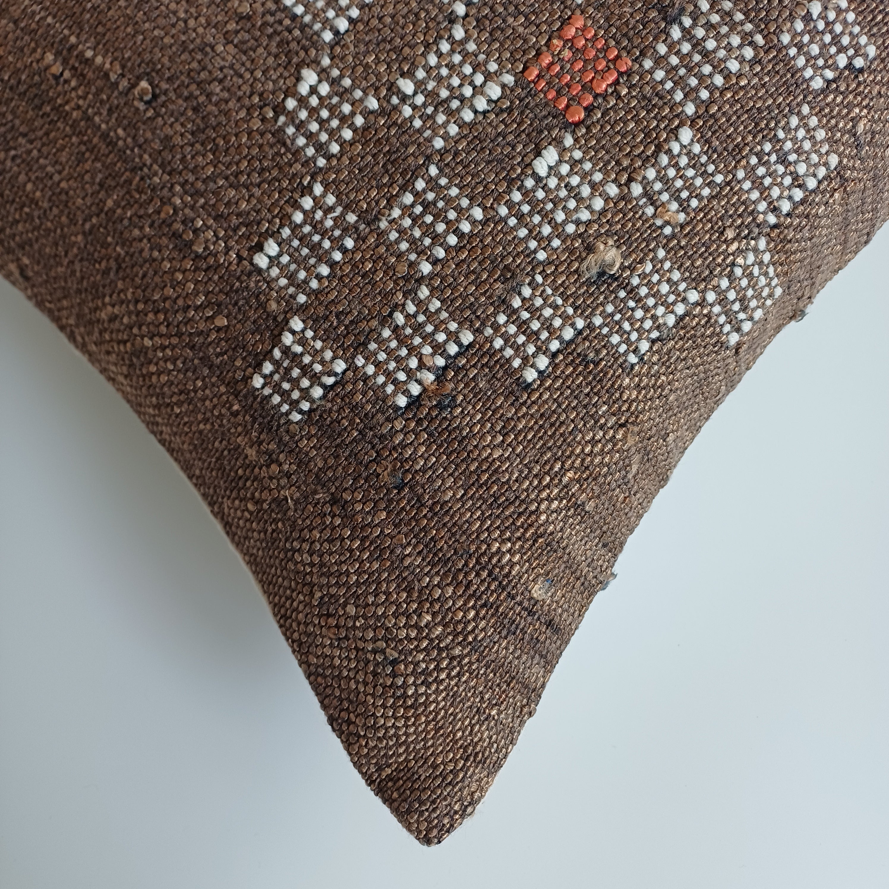 Moroccan Handmade Charcoal Brown Cactus Silk Cushion Cover 24''x12'' / 60x30 CM