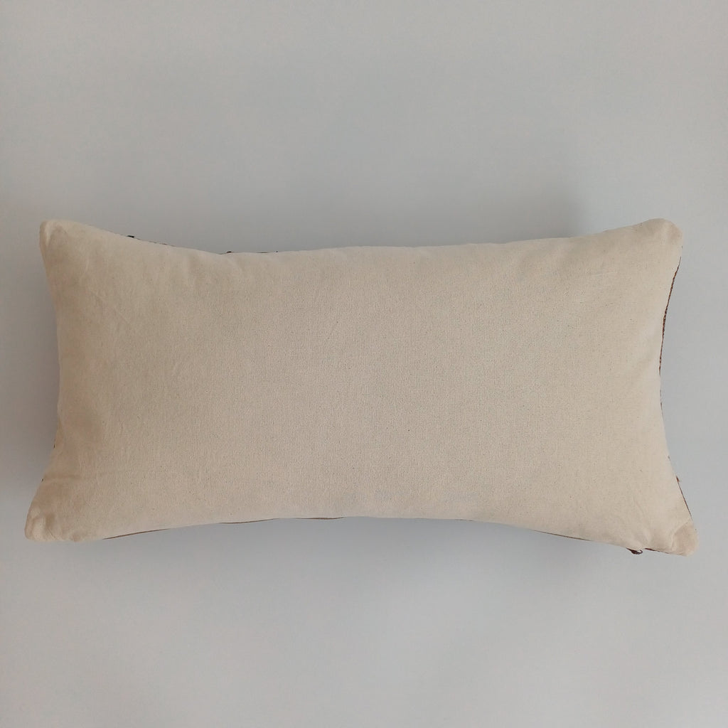 Moroccan Handmade Charcoal Brown Cactus Silk Cushion Cover 24''x12'' / 60x30 CM