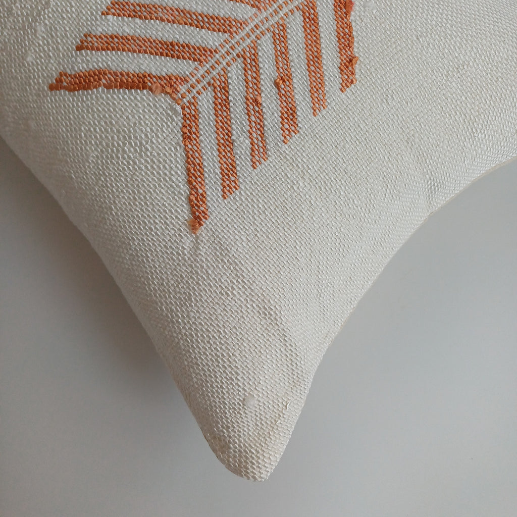 Moroccan Handmade White Cactus Silk Cushion Cover 24''x12'' / 60x30 CM