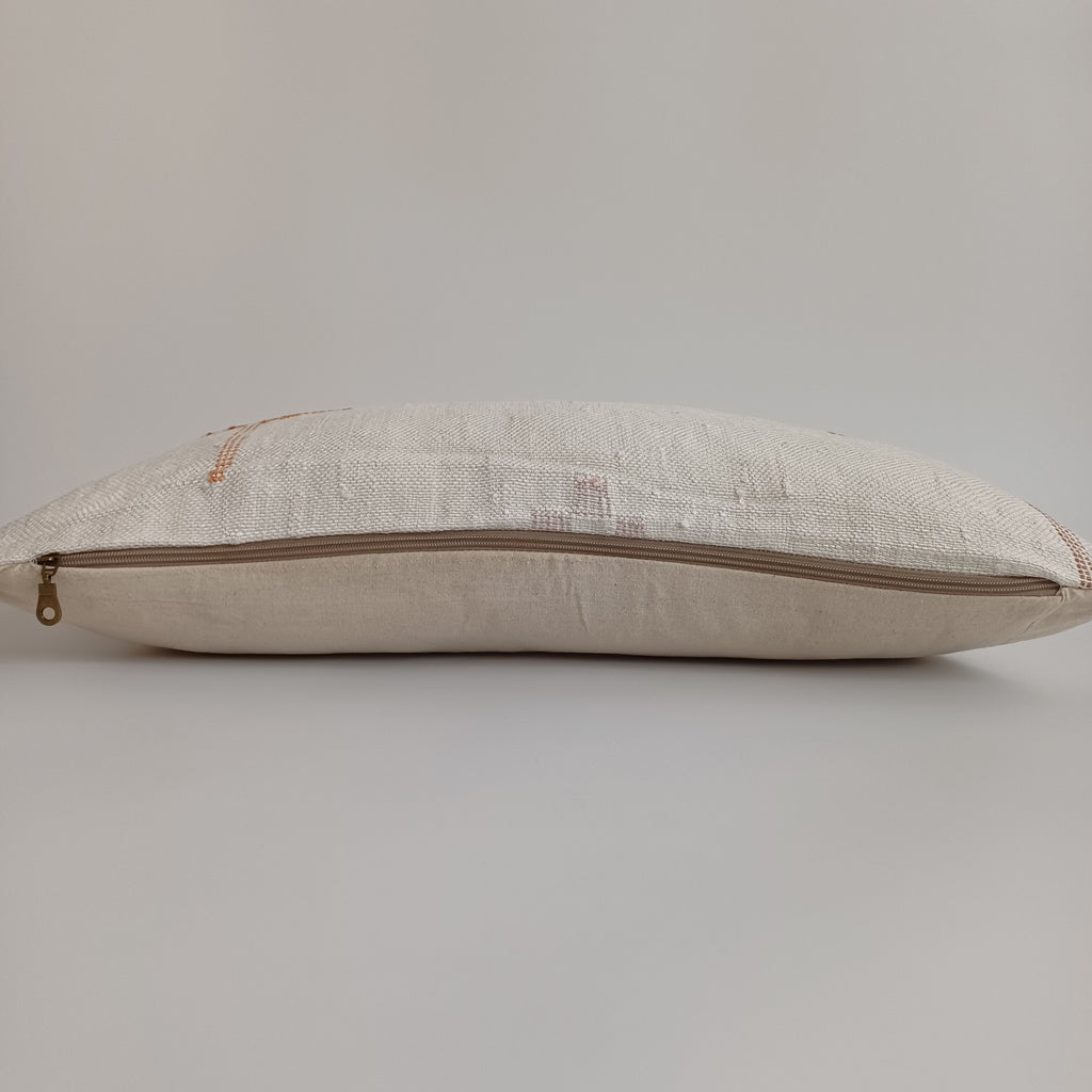 Moroccan Handmade White Cactus Silk Cushion Cover 24''x12'' / 60x30 CM