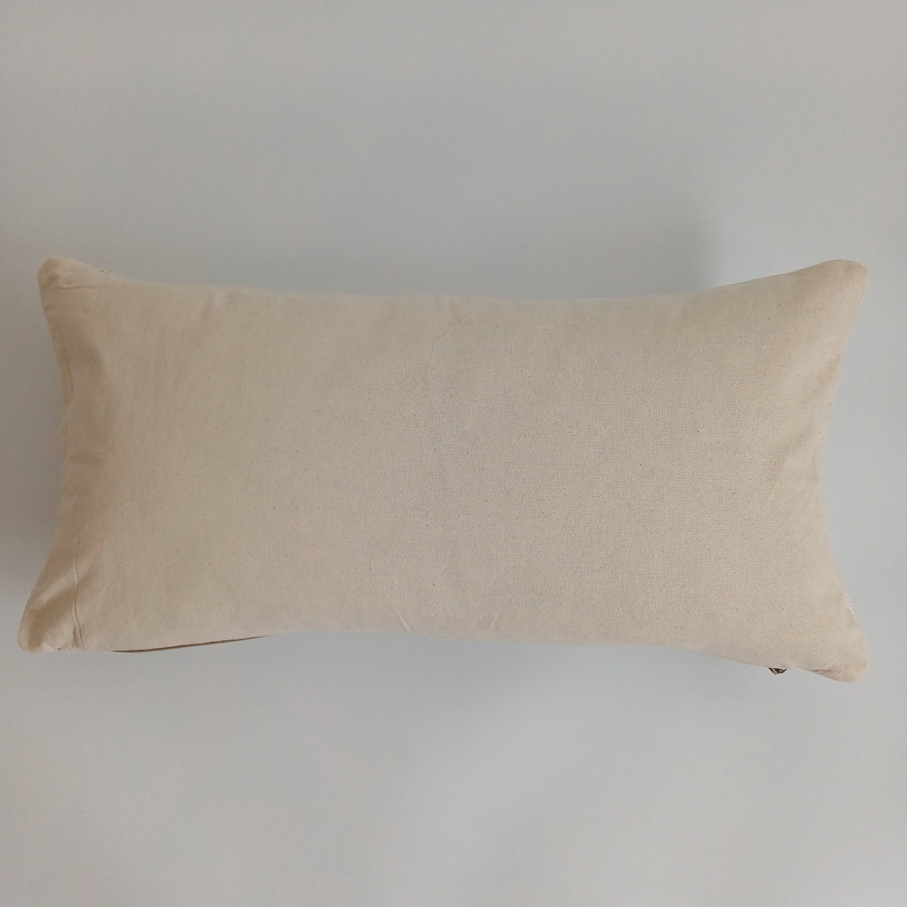 Moroccan Handmade White Cactus Silk Cushion Cover 24''x12'' / 60x30 CM