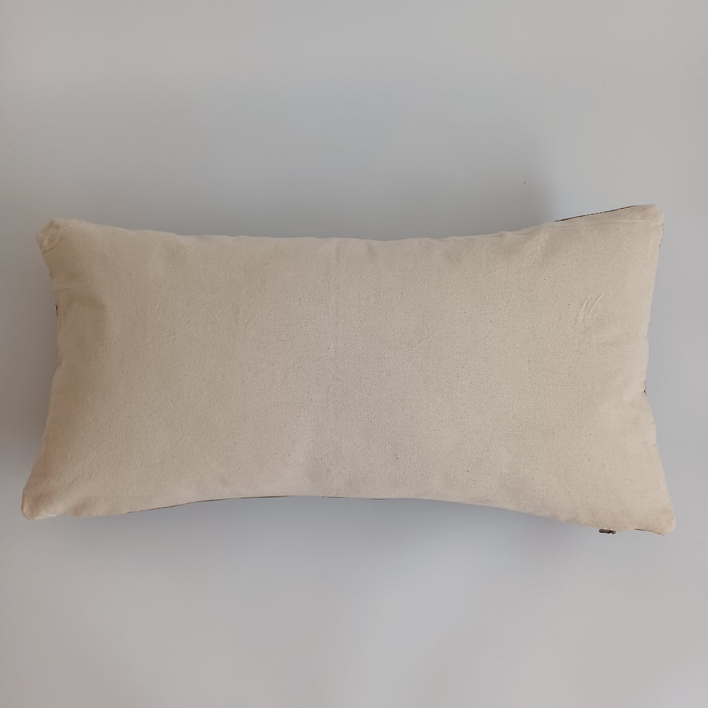 Moroccan Handmade Charcoal Brown Cactus Silk Cushion Cover 24''x12'' / 60x30 CM