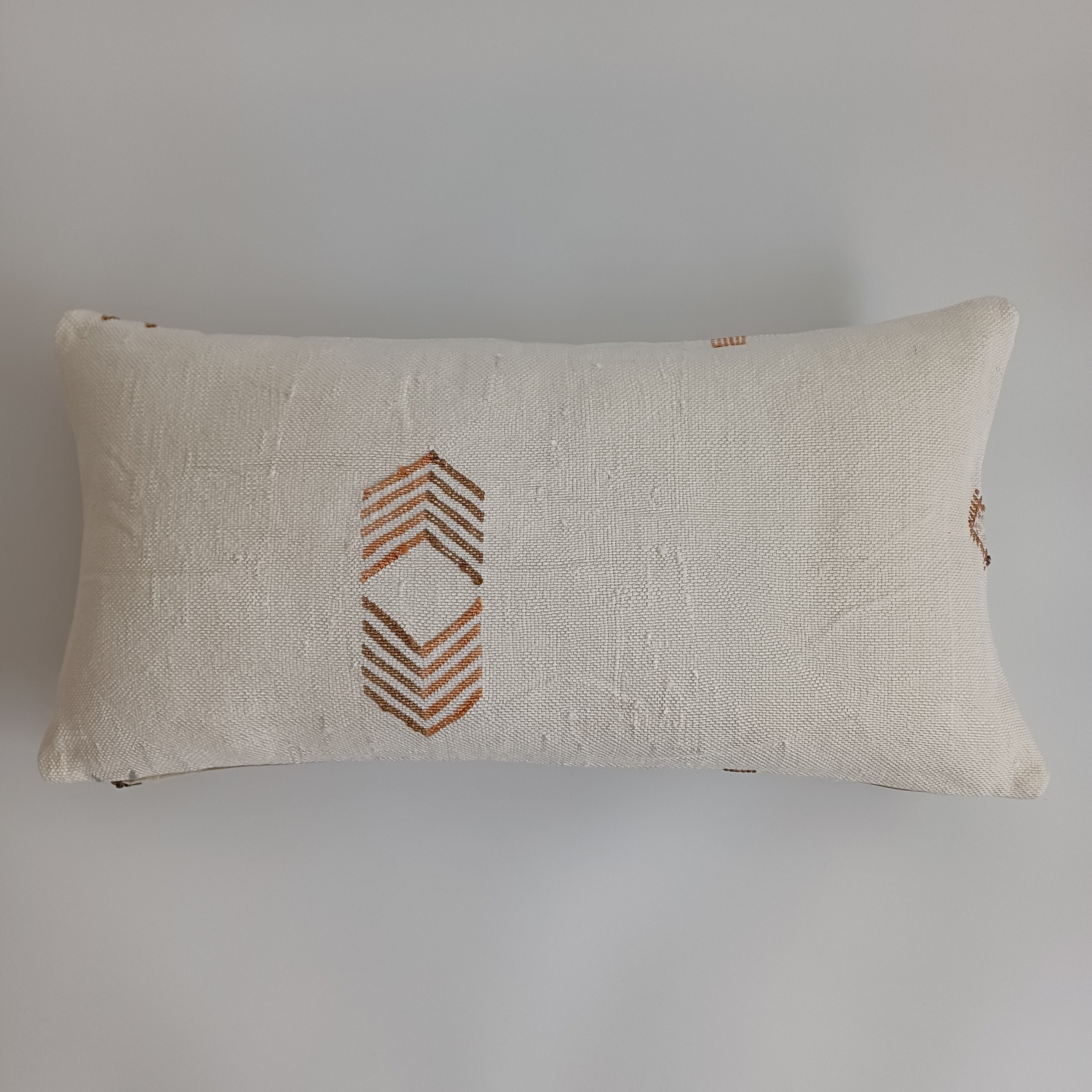 Moroccan Handmade White Cactus Silk Cushion Cover 24''x12'' / 60x30 CM