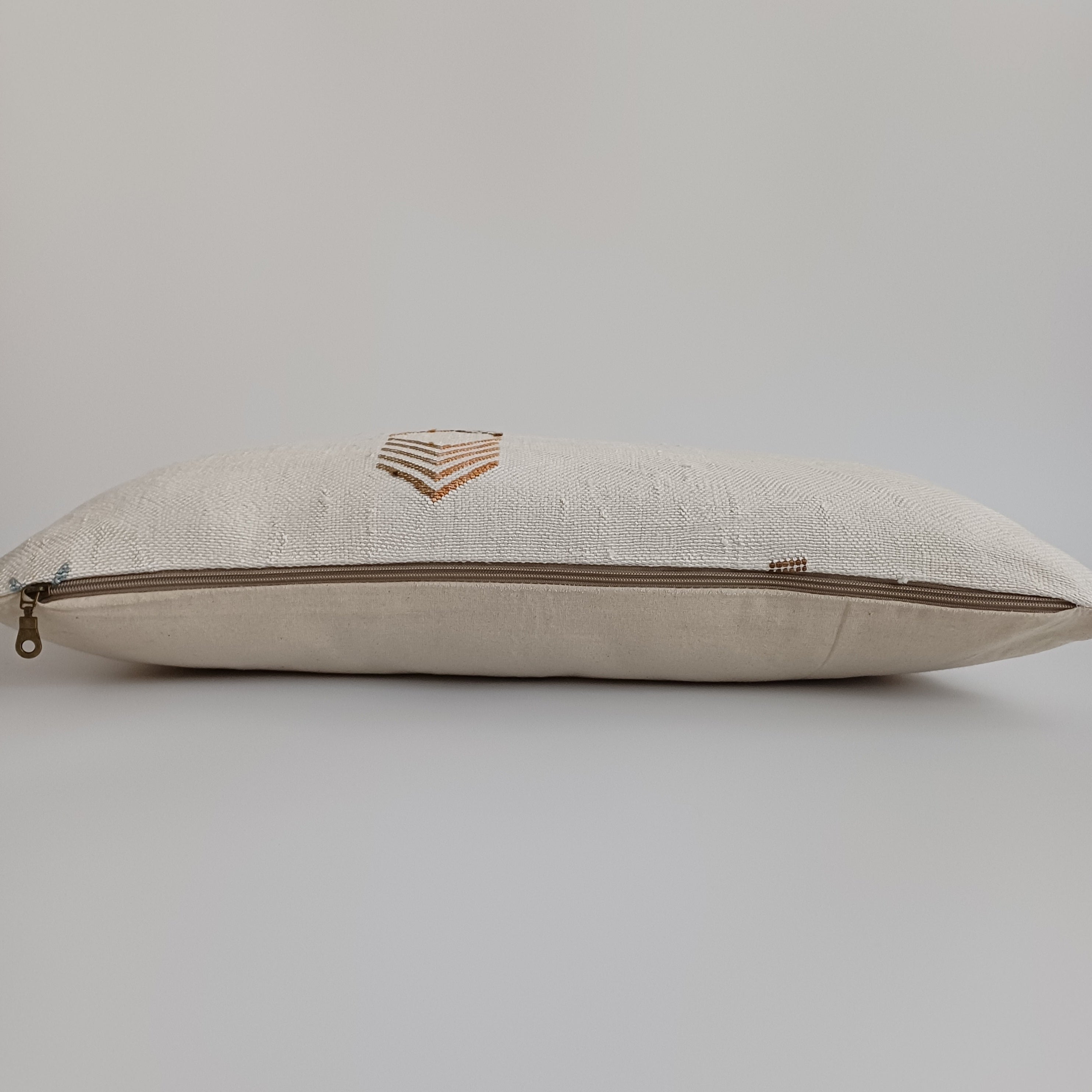Moroccan Handmade White Cactus Silk Cushion Cover 24''x12'' / 60x30 CM
