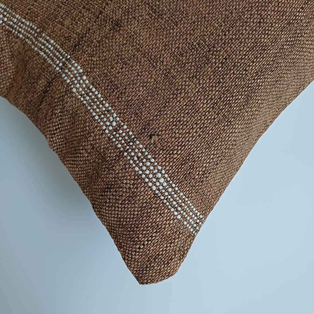 Moroccan Handmade Charcoal Brown Cactus Silk Cushion Cover 24''x12'' / 60x30 CM