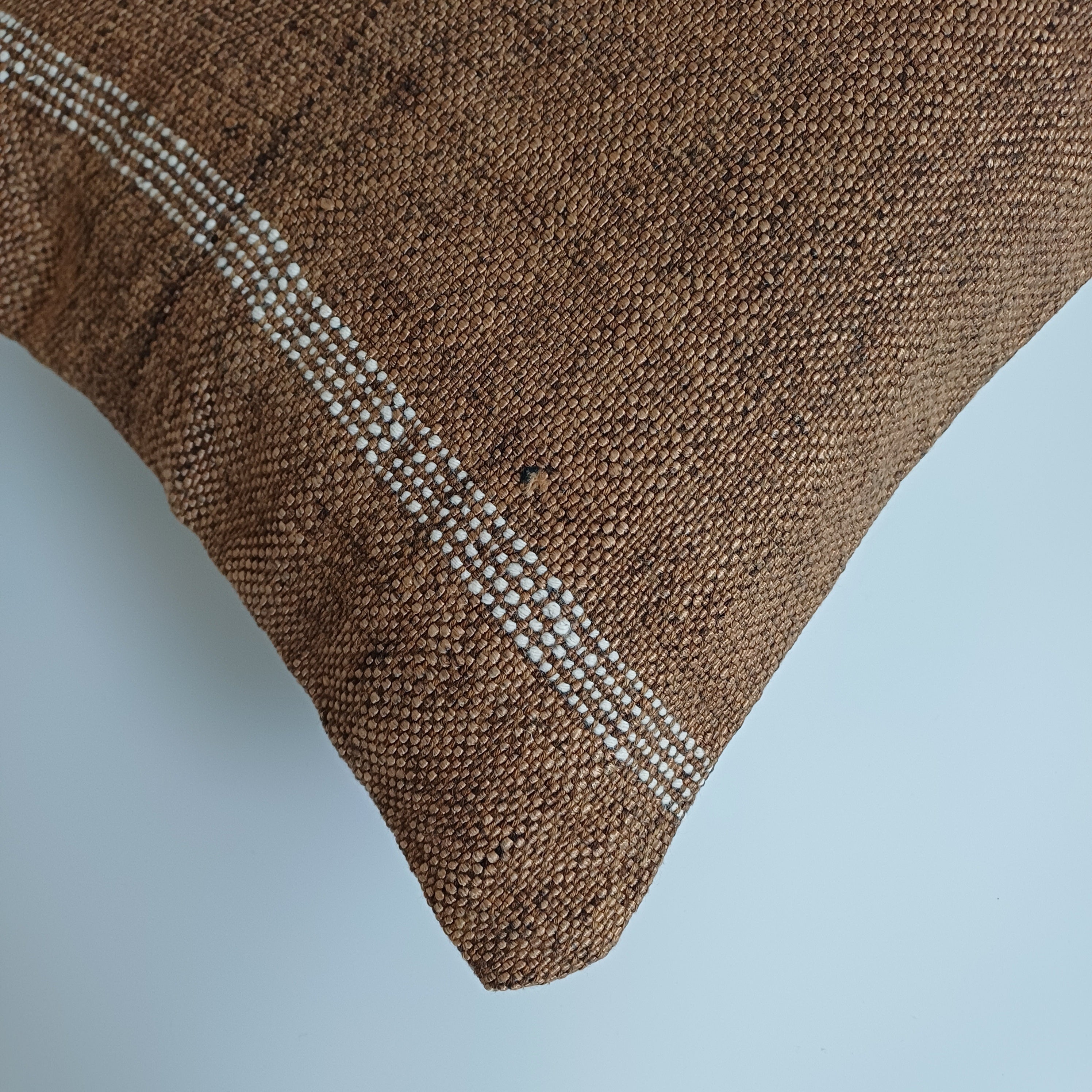 Moroccan Handmade Charcoal Brown Cactus Silk Cushion Cover 24''x12'' / 60x30 CM