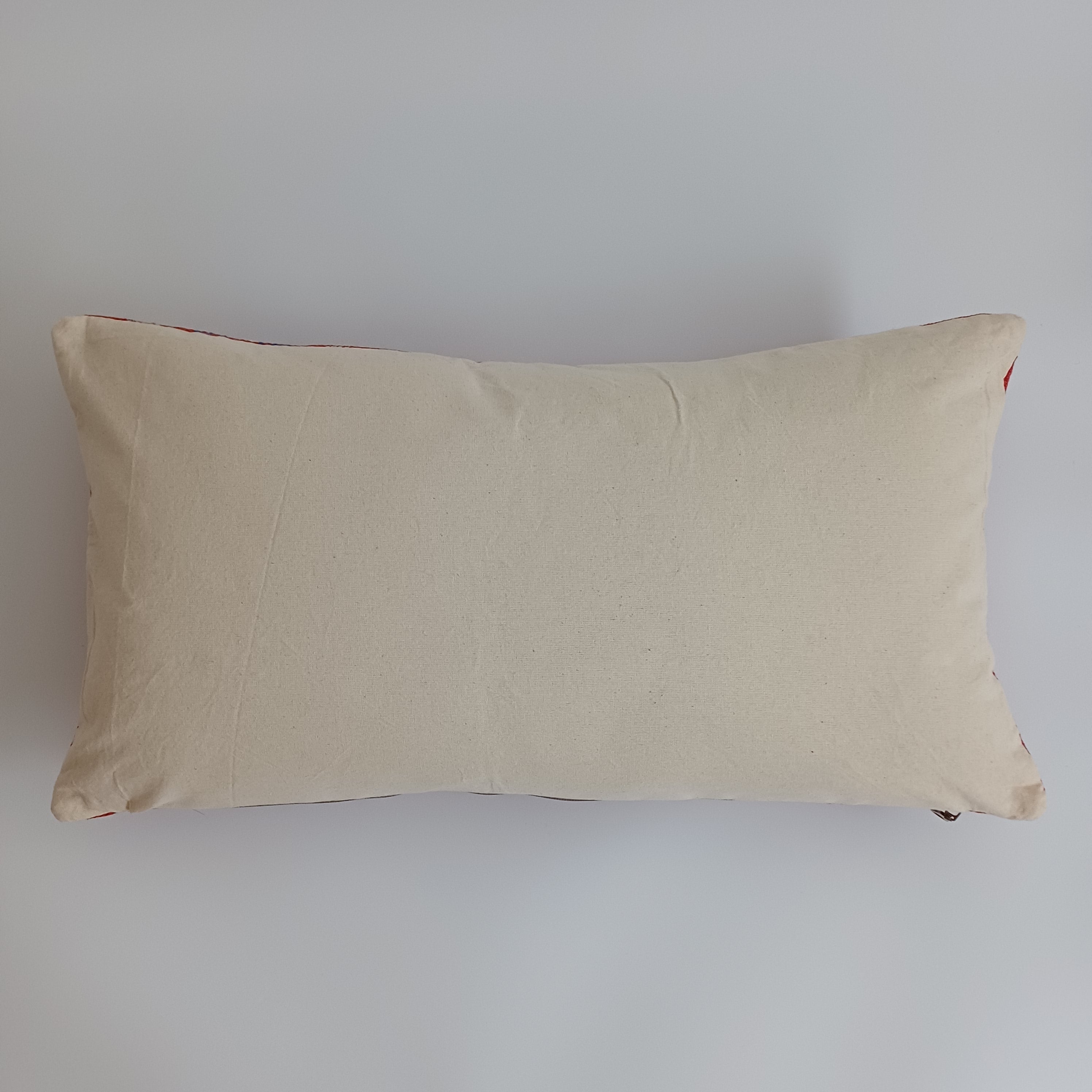 Moroccan Handmade Orange Red Cactus Silk Cushion Cover 24''x12'' / 60x30 CM