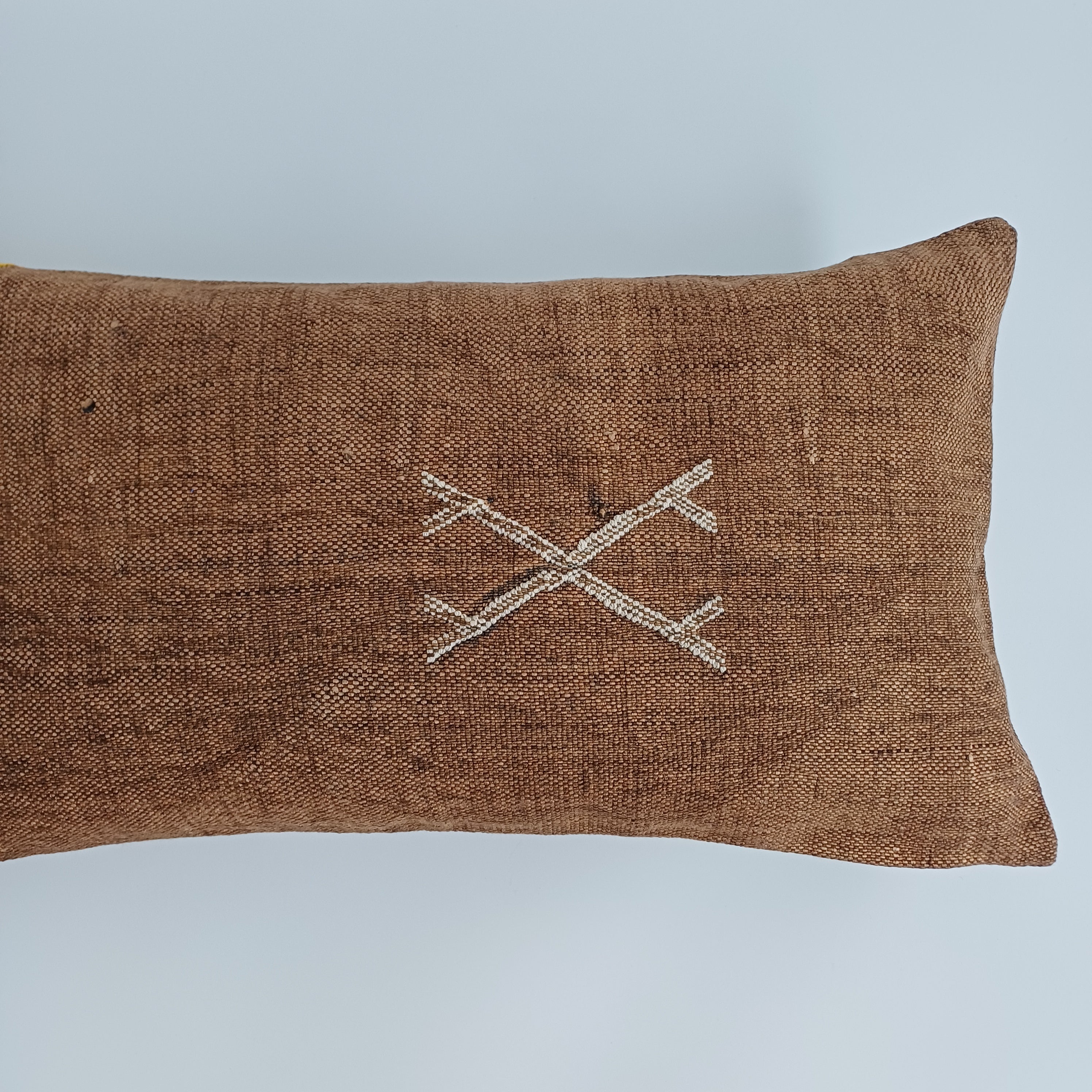 Moroccan Handmade Charcoal Brown Cactus Silk Cushion Cover 24''x12'' / 60x30 CM