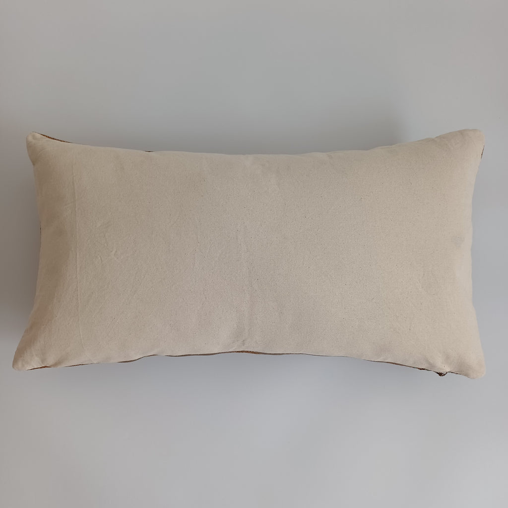 Moroccan Handmade Charcoal Brown Cactus Silk Cushion Cover 24''x12'' / 60x30 CM