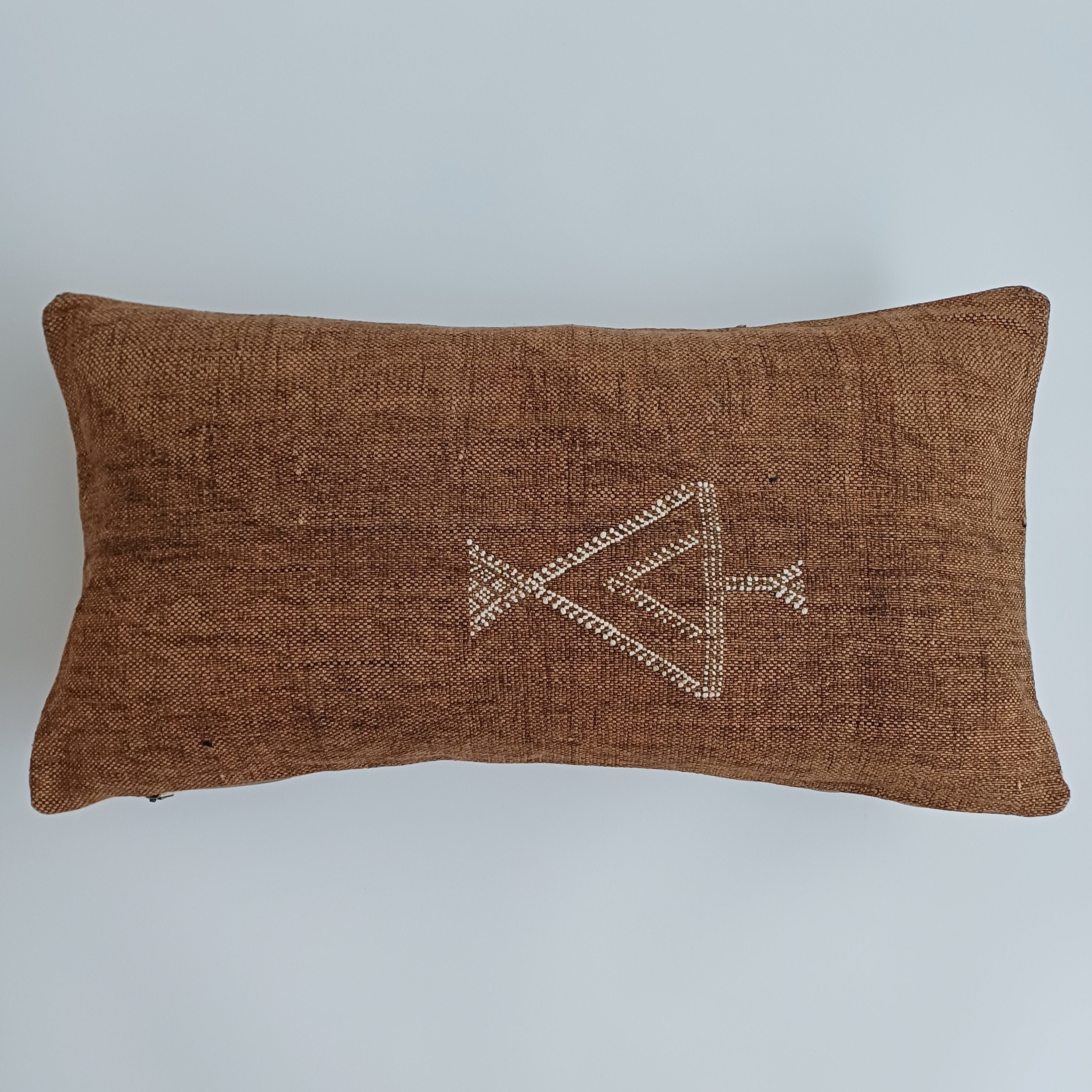 Moroccan Handmade Charcoal Brown Cactus Silk Cushion Cover 24''x12'' / 60x30 CM