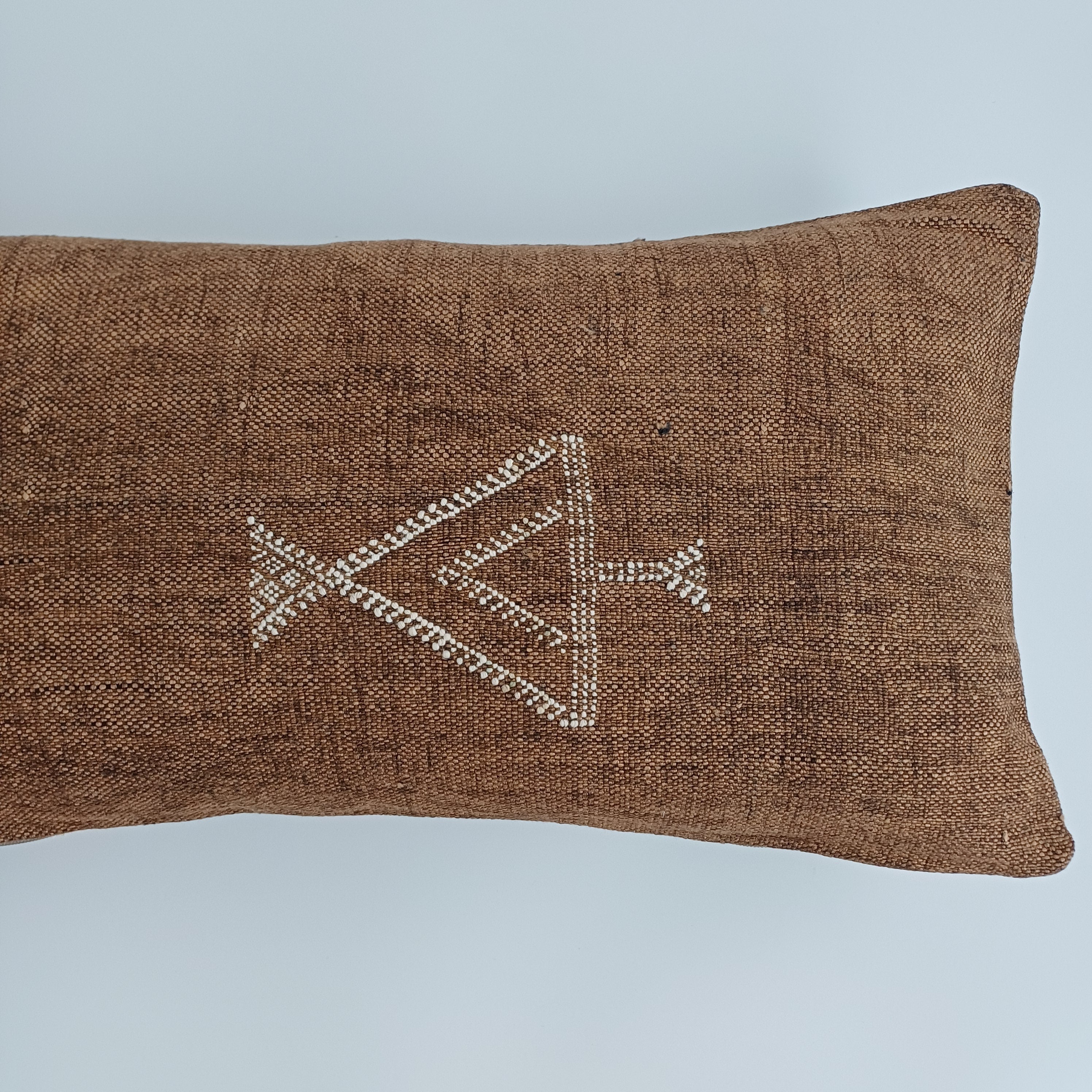 Moroccan Handmade Charcoal Brown Cactus Silk Cushion Cover 24''x12'' / 60x30 CM