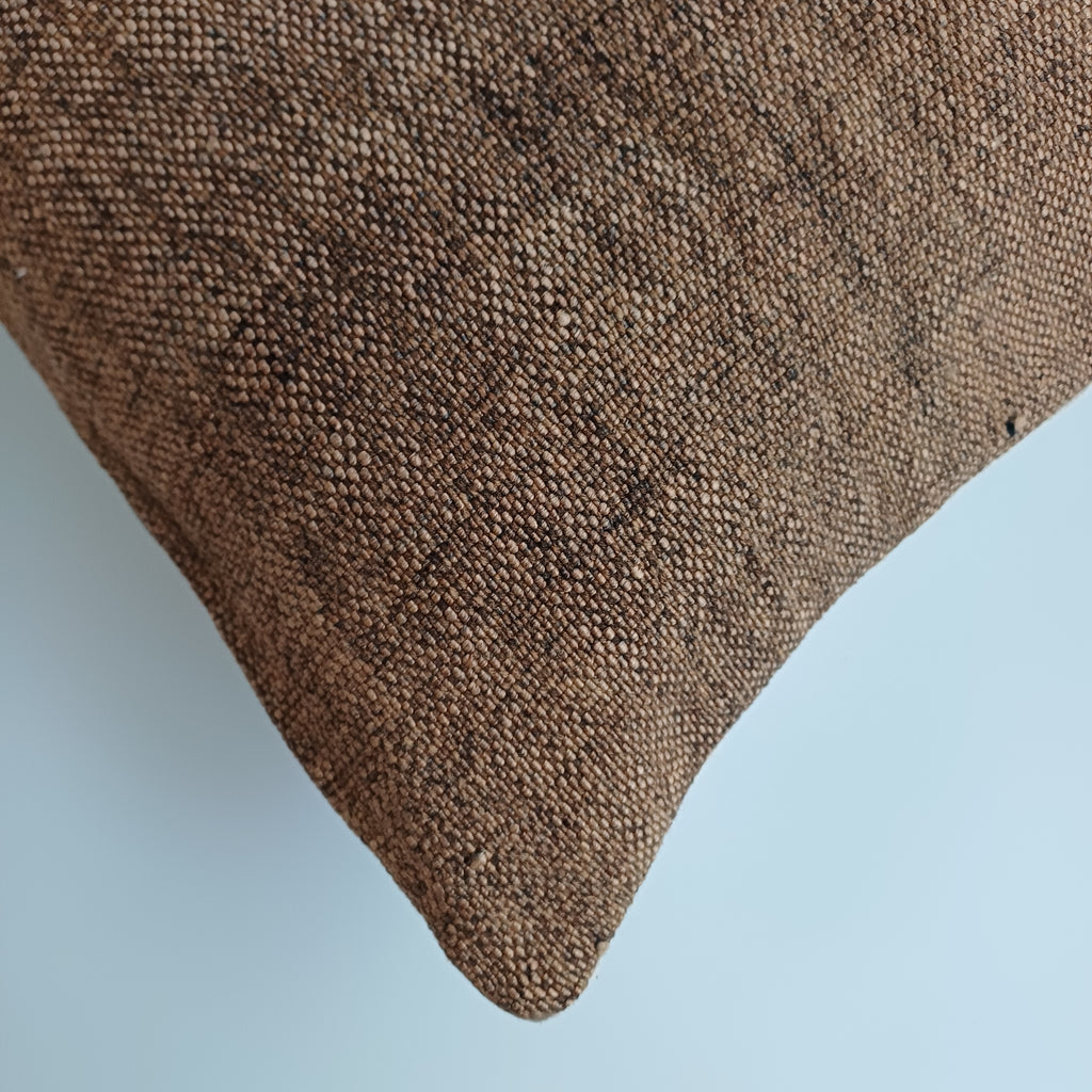 Moroccan Handmade Charcoal Brown Cactus Silk Cushion Cover 24''x12'' / 60x30 CM