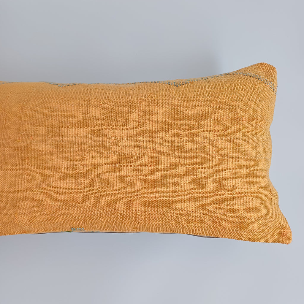 Moroccan Handmade Sunset Orange Cactus Silk Cushion Cover 24''x12'' / 60x30 CM