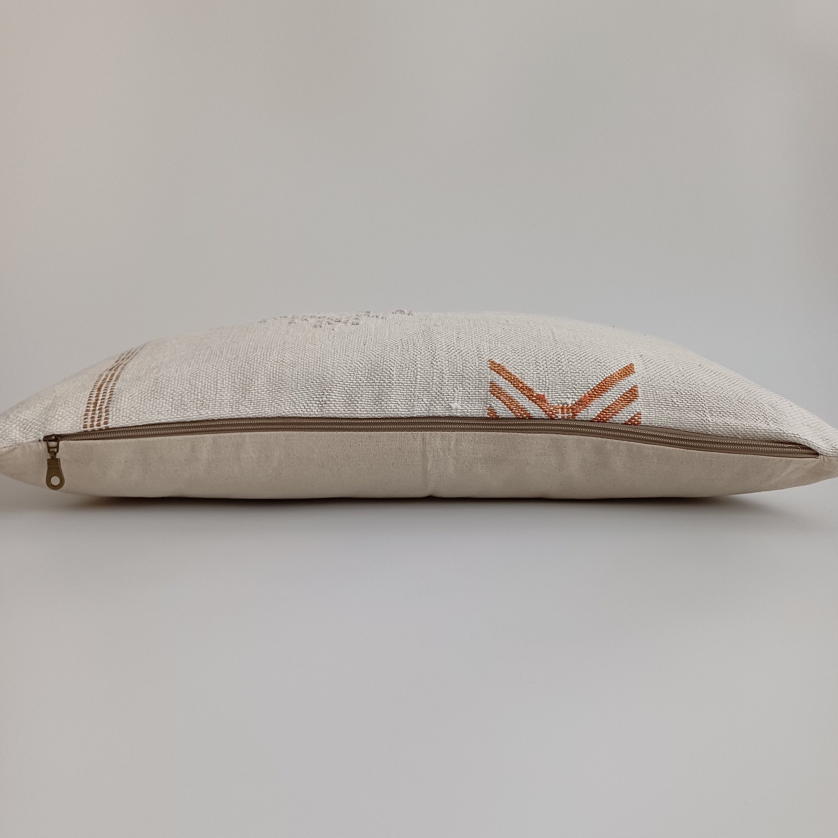 Moroccan Handmade White Cactus Silk Cushion Cover 24''x12'' / 60x30 CM