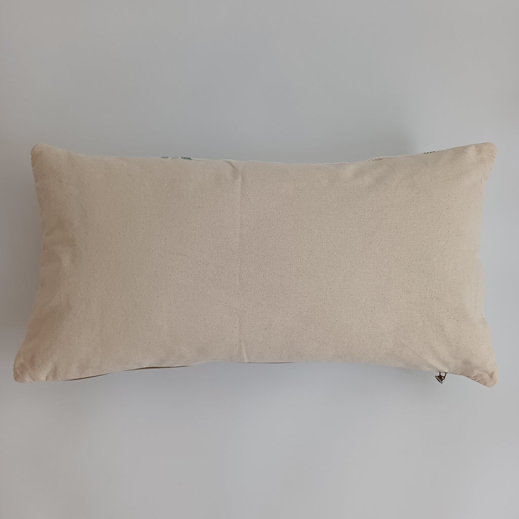 Moroccan Handmade White Cactus Silk Cushion Cover 24''x12'' / 60x30 CM