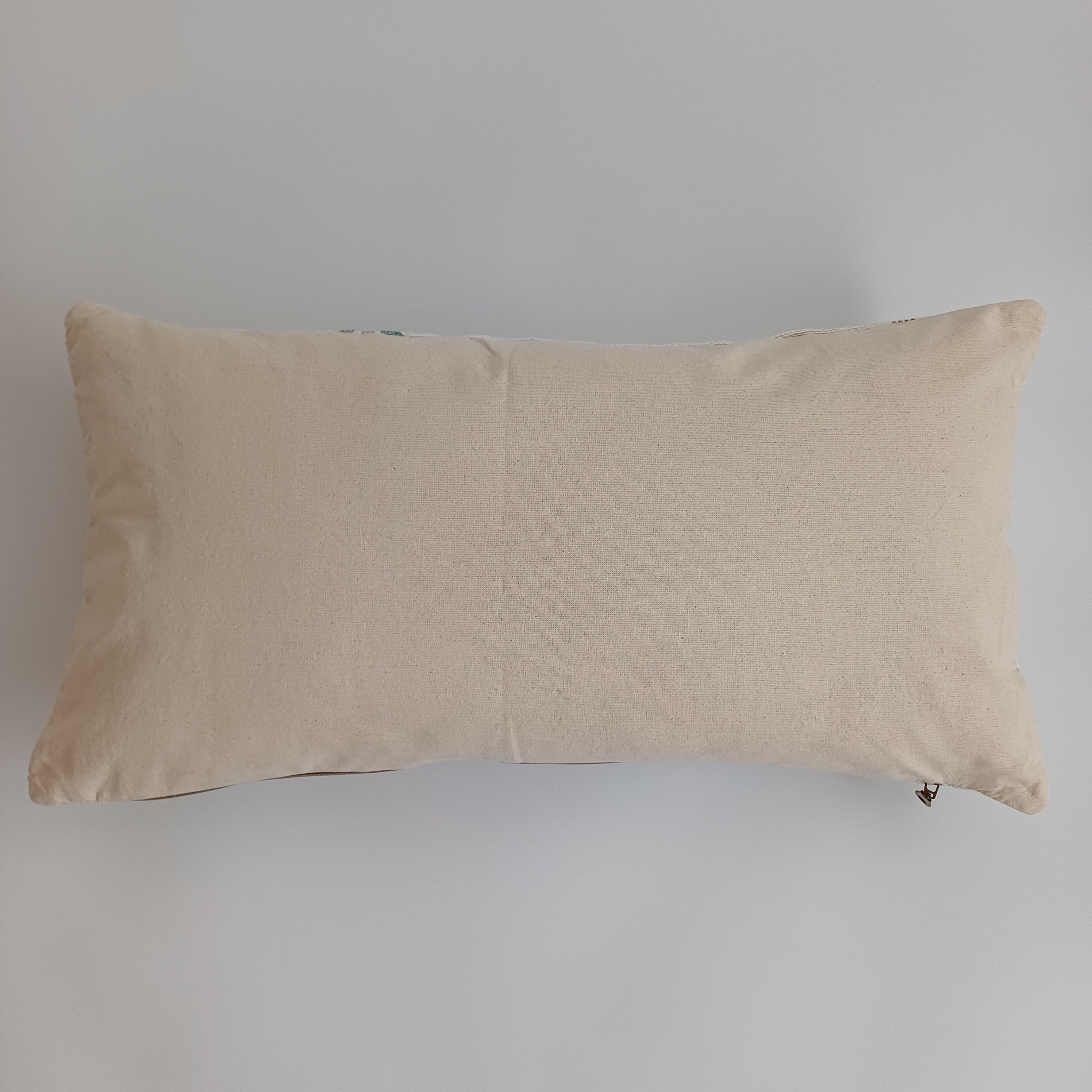 Moroccan Handmade White Cactus Silk Cushion Cover 24''x12'' / 60x30 CM