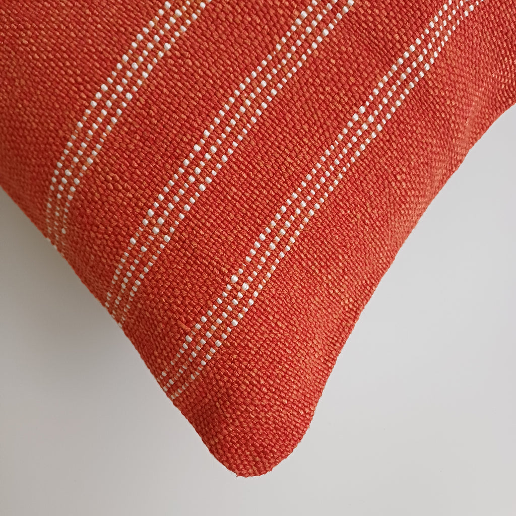 Moroccan Handmade Orange Red Cactus Silk Cushion Cover 24''x12'' / 60x30 CM