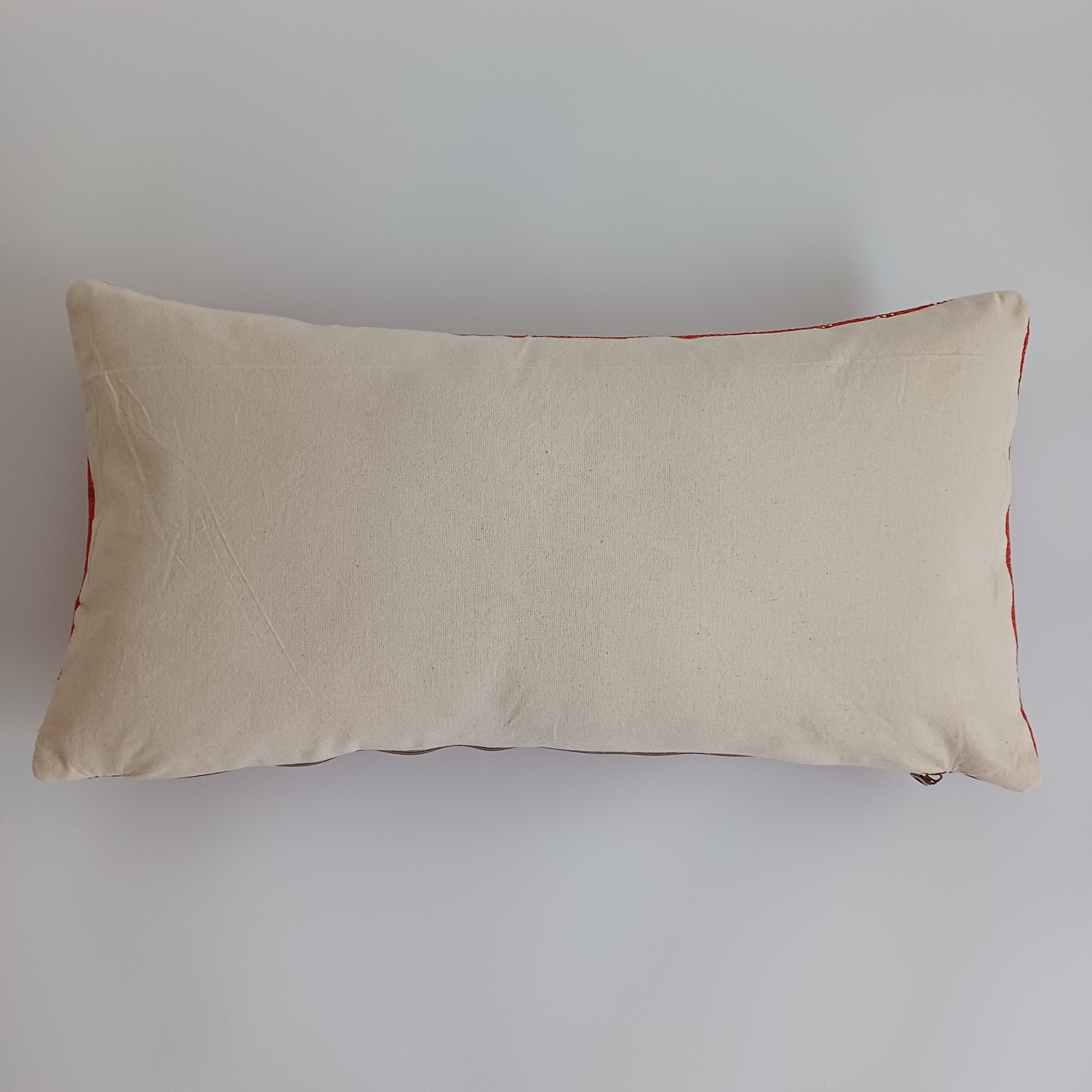Moroccan Handmade Orange Red Cactus Silk Cushion Cover 24''x12'' / 60x30 CM