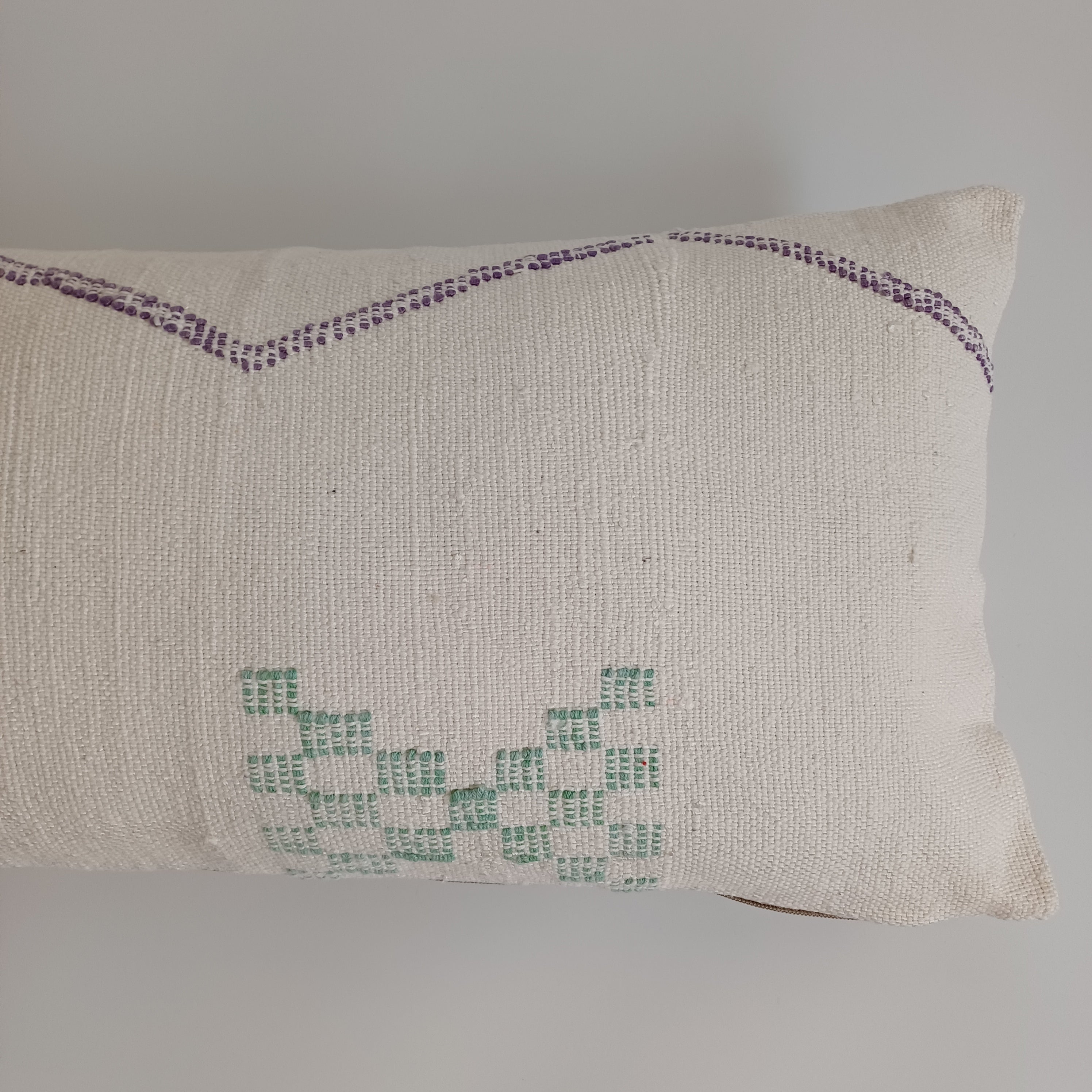 Moroccan Handmade White Cactus Silk Cushion Cover 24''x12'' / 60x30 CM