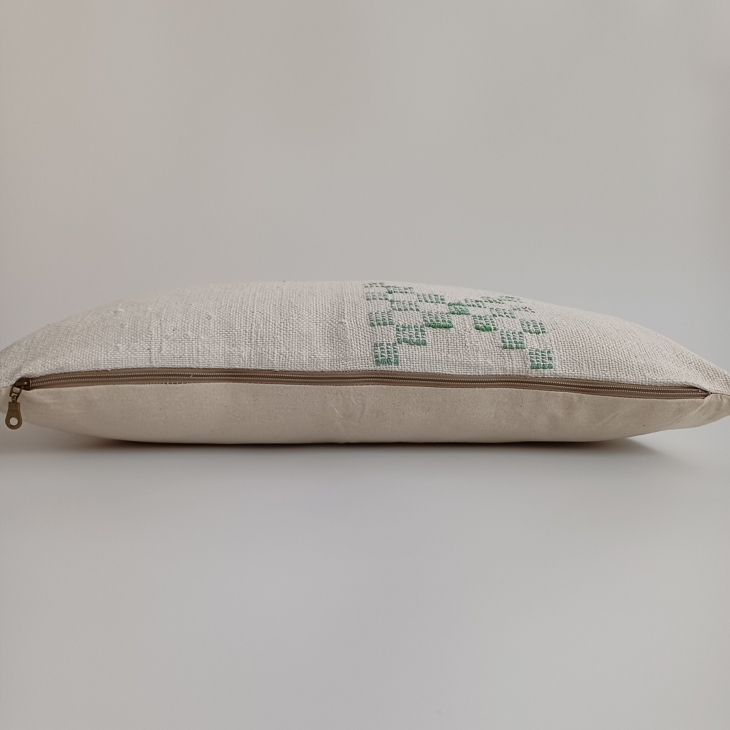 Moroccan Handmade White Cactus Silk Cushion Cover 24''x12'' / 60x30 CM