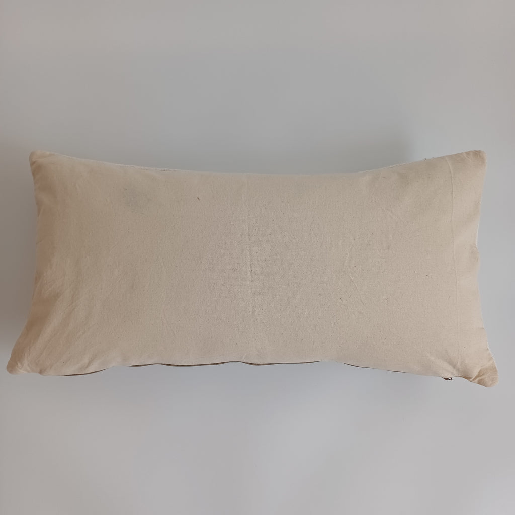 Moroccan Handmade White Cactus Silk Cushion Cover 24''x12'' / 60x30 CM