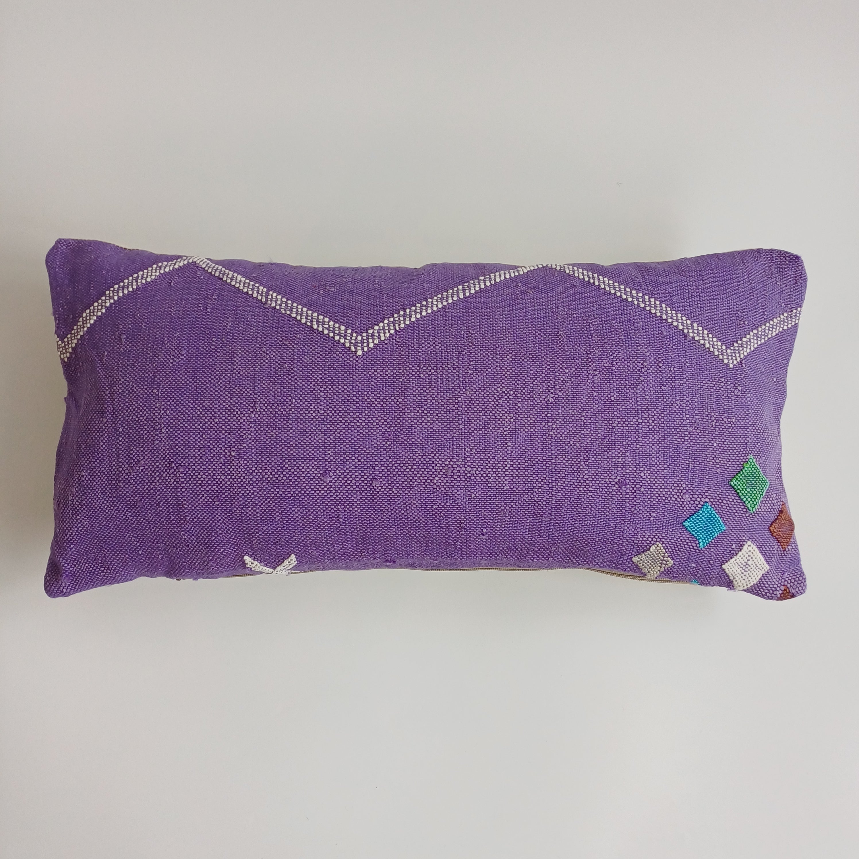 Moroccan Handmade Purple Cactus Silk Cushion Cover 24''x12'' / 60x30 CM