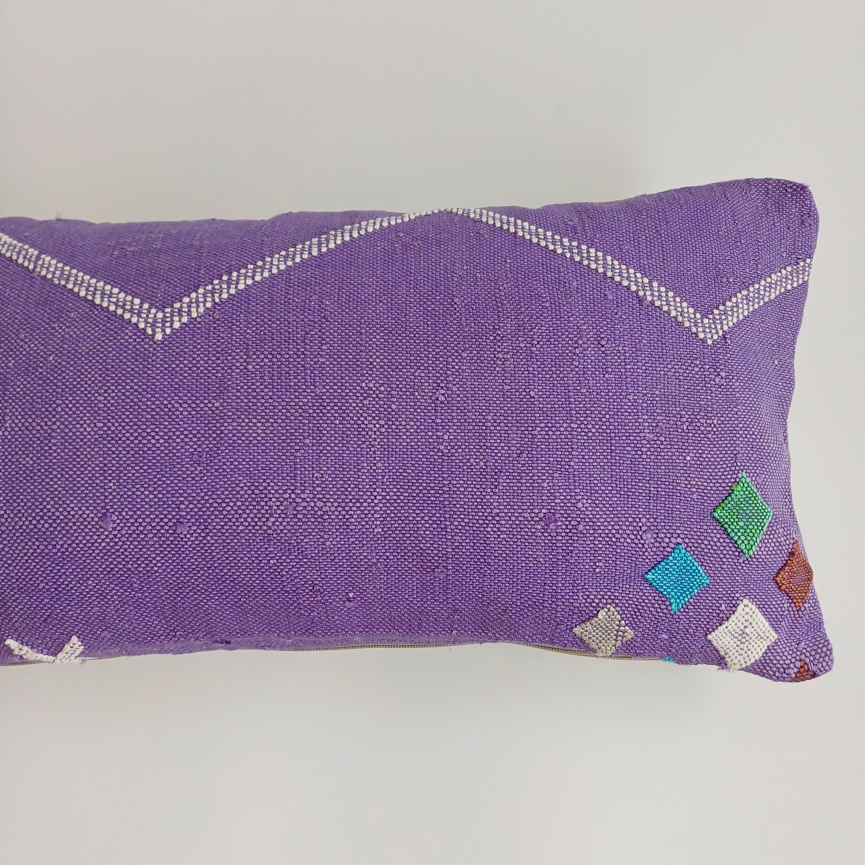 Moroccan Handmade Purple Cactus Silk Cushion Cover 24''x12'' / 60x30 CM