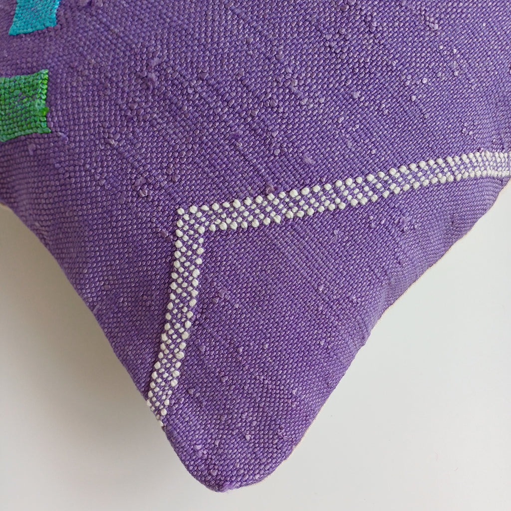 Moroccan Handmade Purple Cactus Silk Cushion Cover 24''x12'' / 60x30 CM