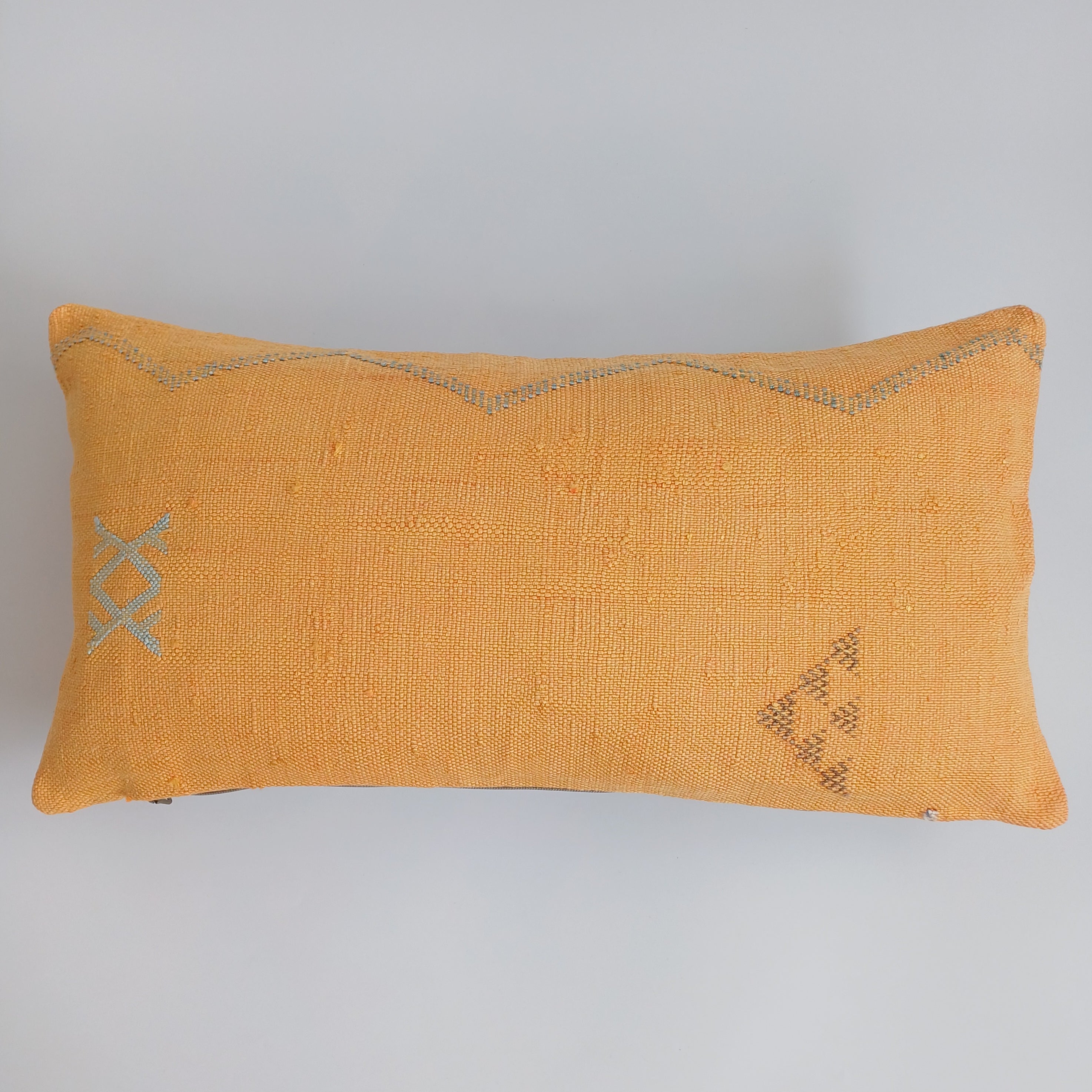 Moroccan Handmade Sunset Orange Cactus Silk Cushion Cover 24''x12'' / 60x30 CM