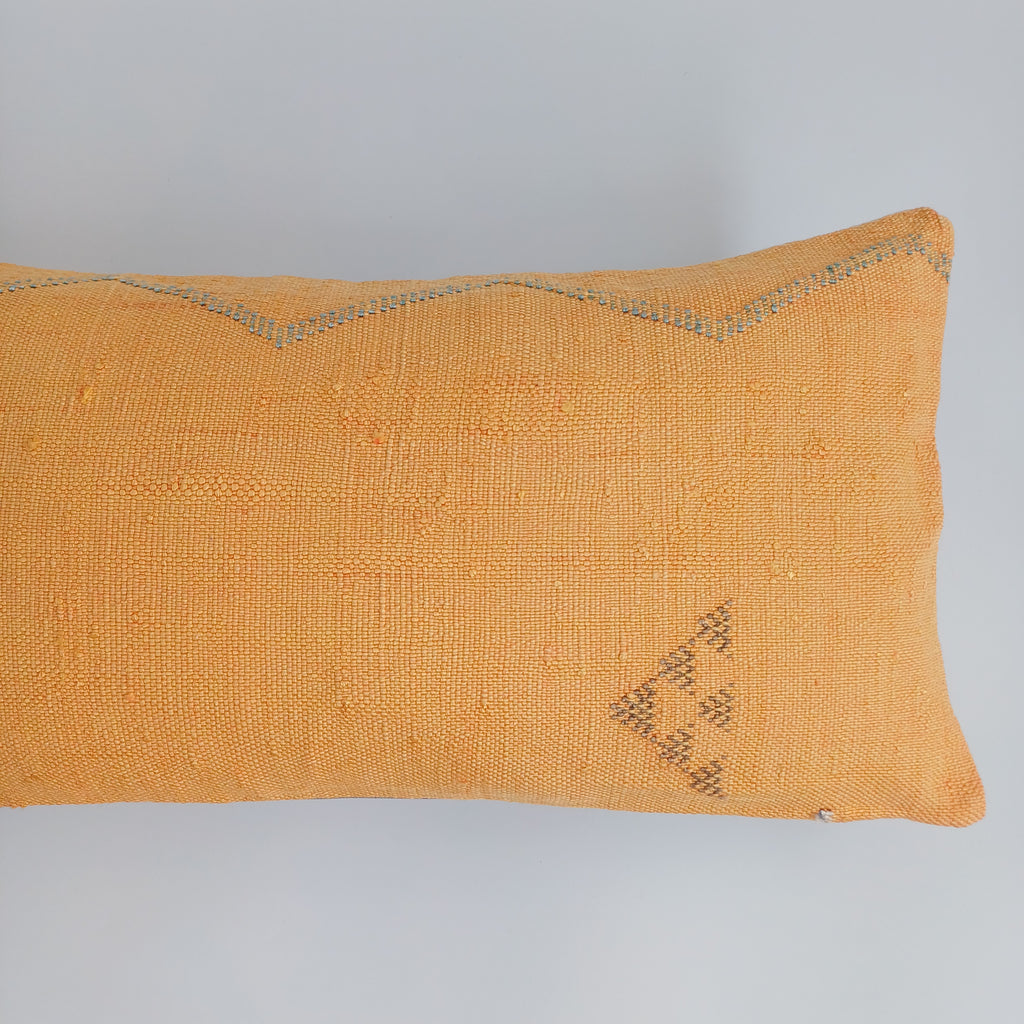 Moroccan Handmade Sunset Orange Cactus Silk Cushion Cover 24''x12'' / 60x30 CM