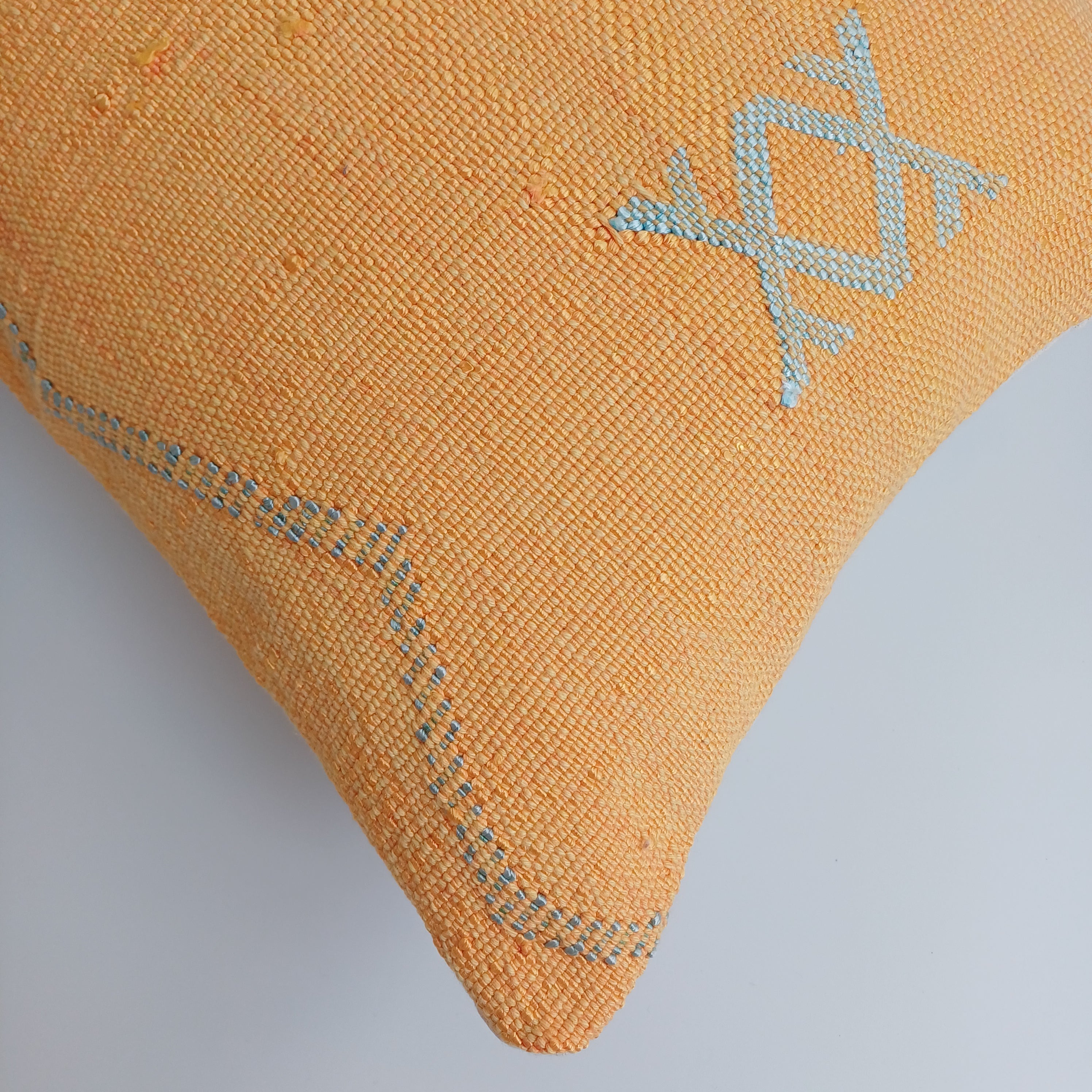 Moroccan Handmade Sunset Orange Cactus Silk Cushion Cover 24''x12'' / 60x30 CM