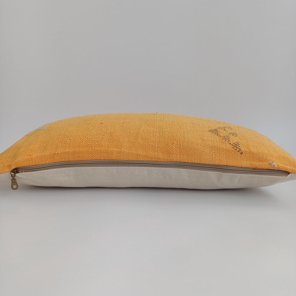 Moroccan Handmade Sunset Orange Cactus Silk Cushion Cover 24''x12'' / 60x30 CM