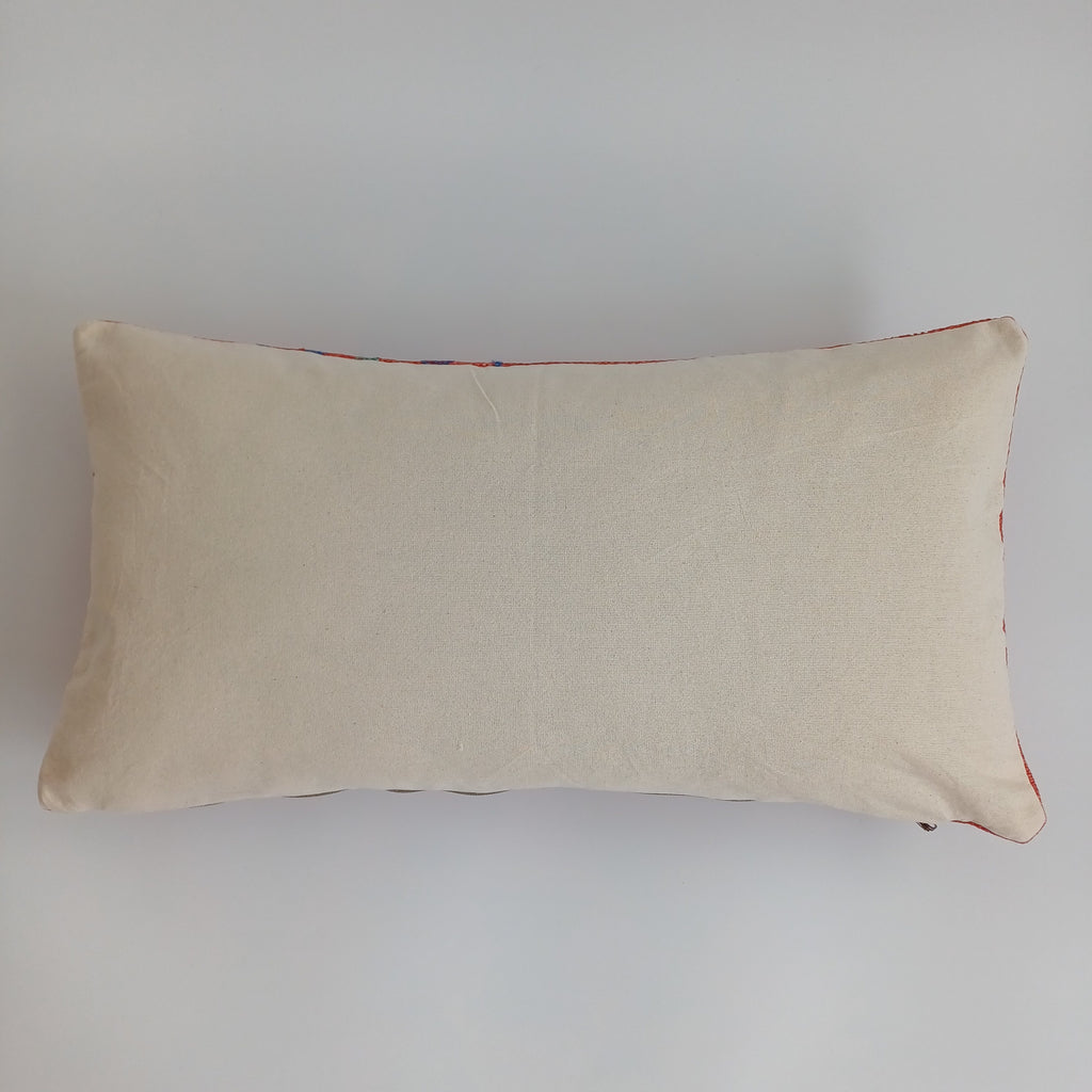Moroccan Handmade Orange Red Cactus Silk Cushion Cover 24''x12'' / 60x30 CM