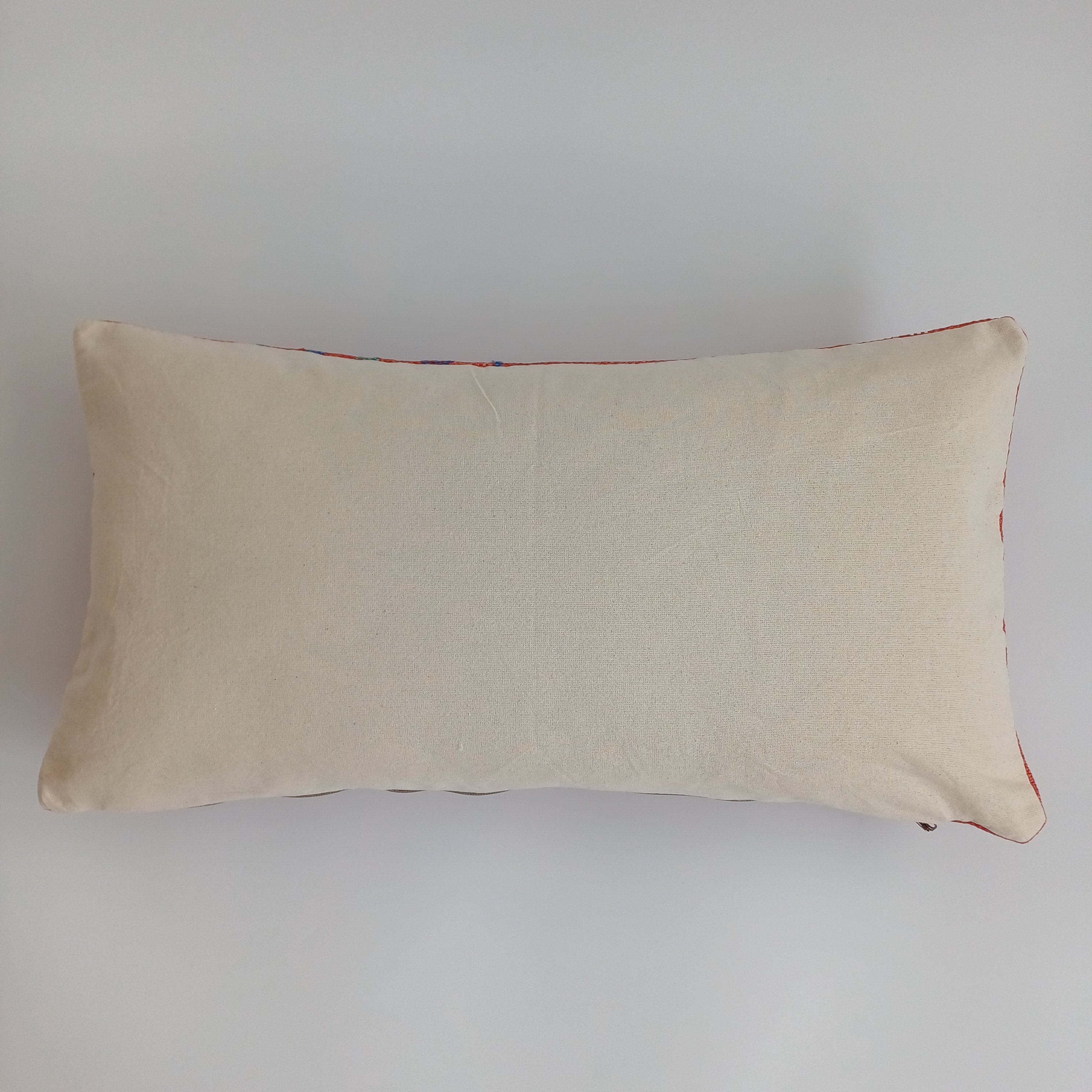 Moroccan Handmade Orange Red Cactus Silk Cushion Cover 24''x12'' / 60x30 CM