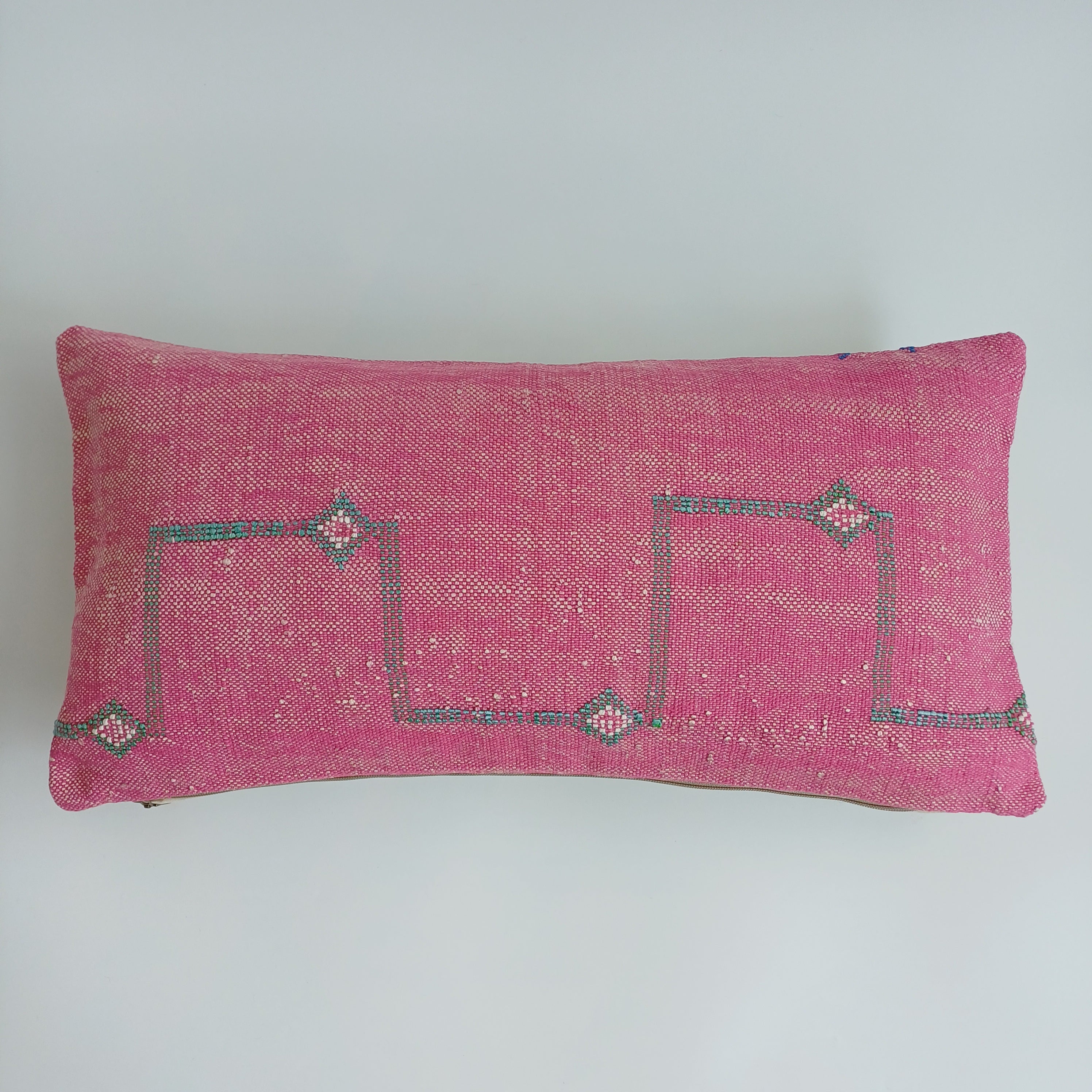 Moroccan Handmade Pink Cactus Silk Cushion Cover 24''x12'' / 60x30 CM