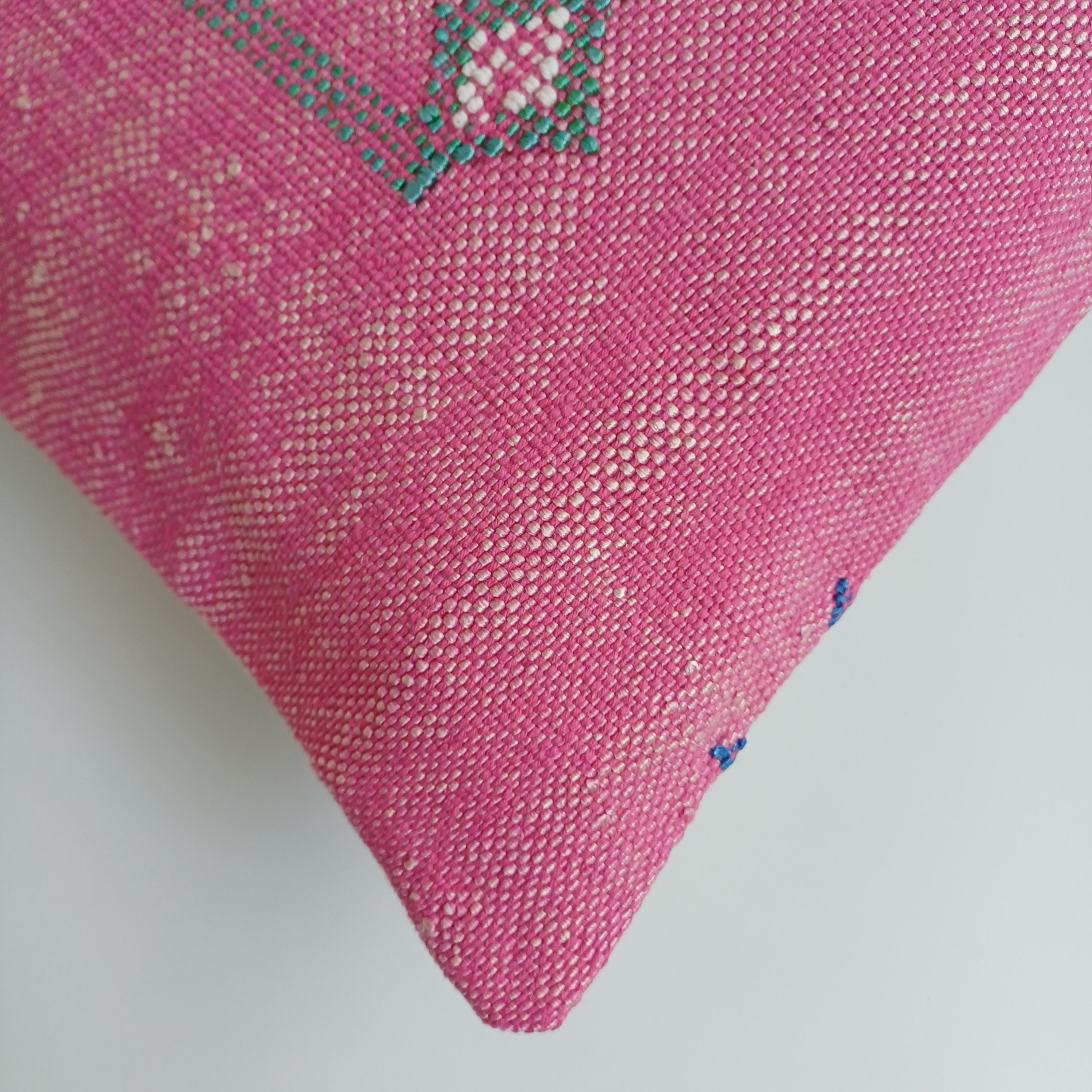 Moroccan Handmade Pink Cactus Silk Cushion Cover 24''x12'' / 60x30 CM