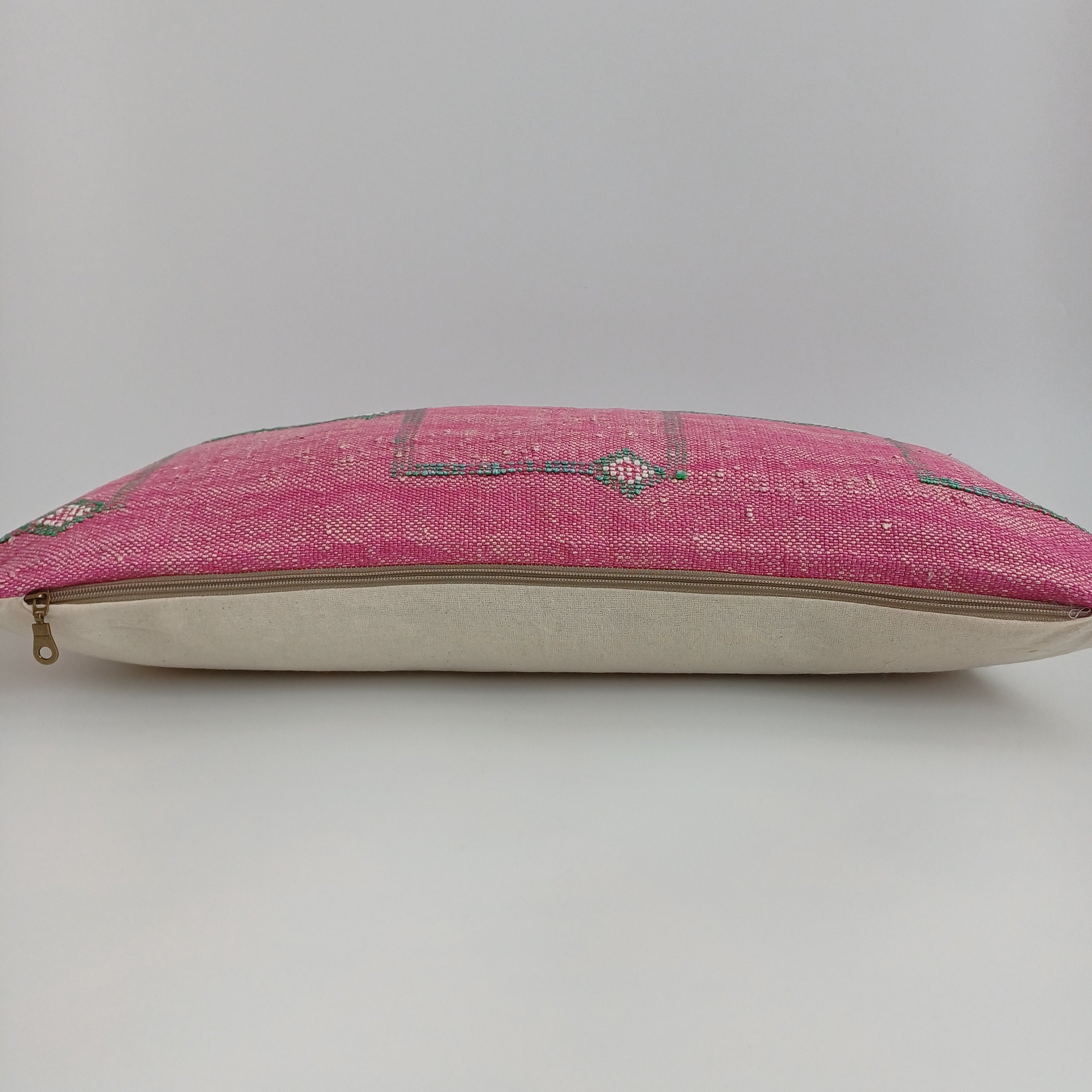 Moroccan Handmade Pink Cactus Silk Cushion Cover 24''x12'' / 60x30 CM
