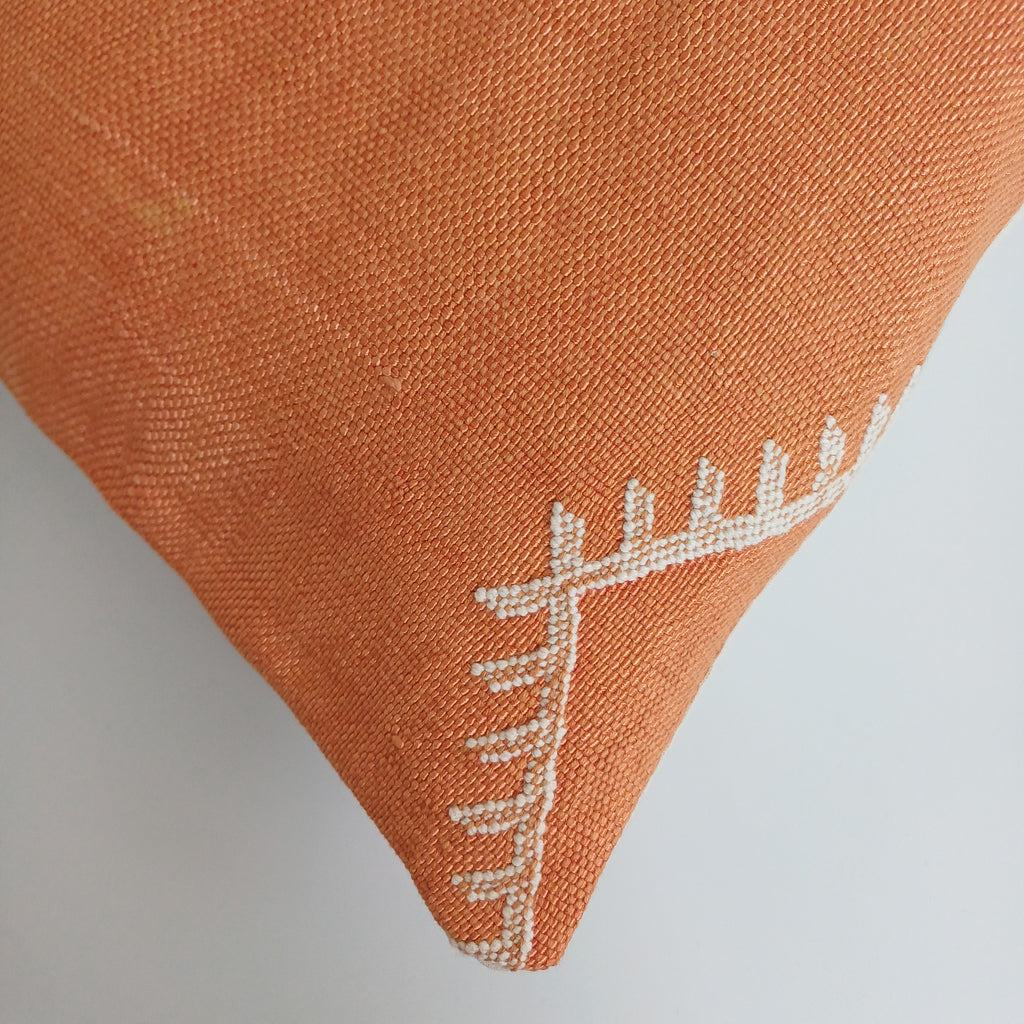 Moroccan Handmade Sunset Orange Cactus Silk Cushion Cover 24''x12'' / 60x30 CM