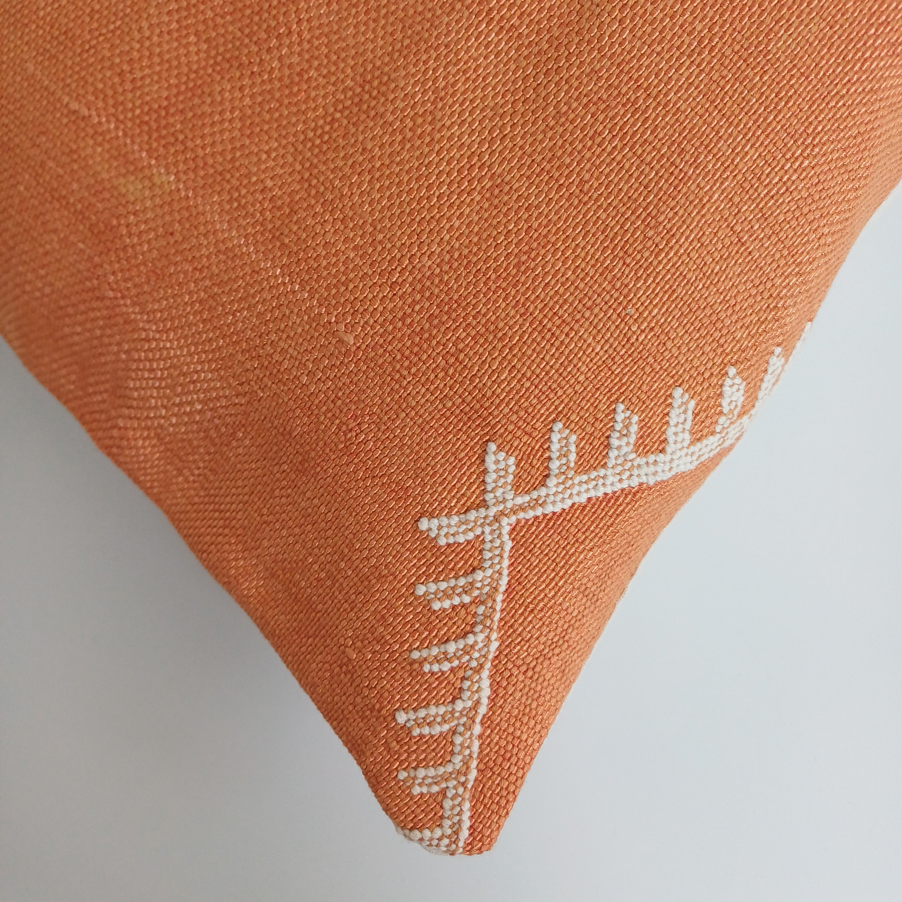 Moroccan Handmade Sunset Orange Cactus Silk Cushion Cover 24''x12'' / 60x30 CM