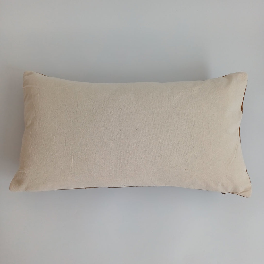 Moroccan Handmade Charcoal Brown Cactus Silk Cushion Cover 24''x12'' / 60x30 CM