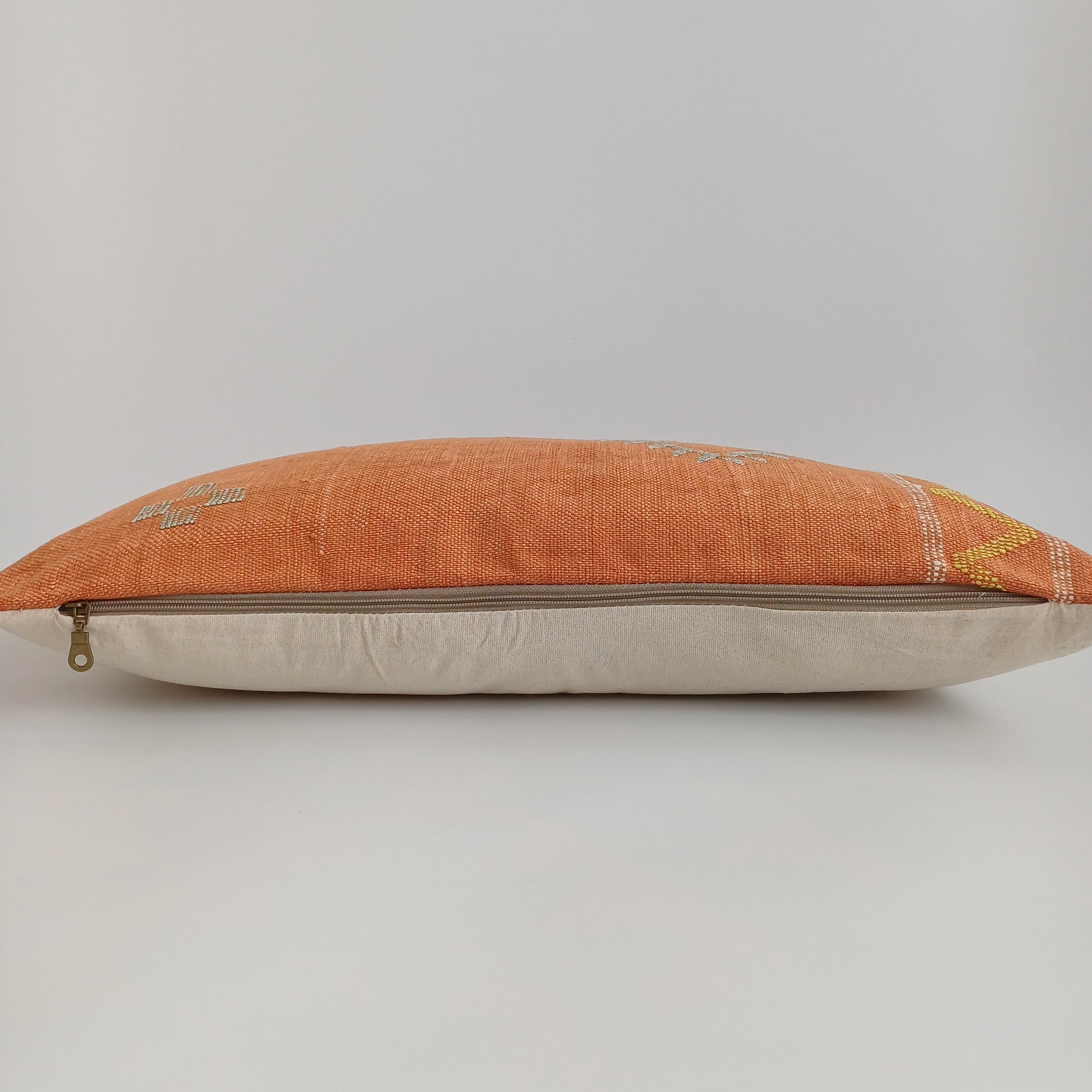 Moroccan Handmade Sunset Orange Cactus Silk Cushion Cover 24''x12'' / 60x30 CM