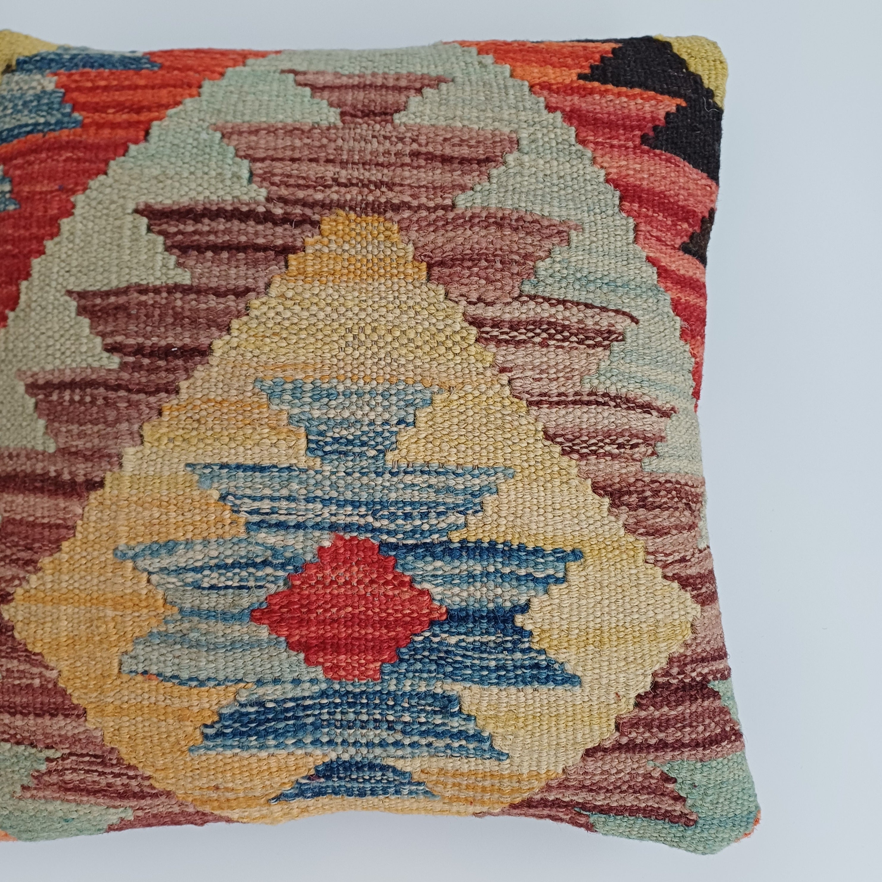 Afghan Handmade Multicoloured Kilim Cushion Cover 12''x12'' / 30x30 CM