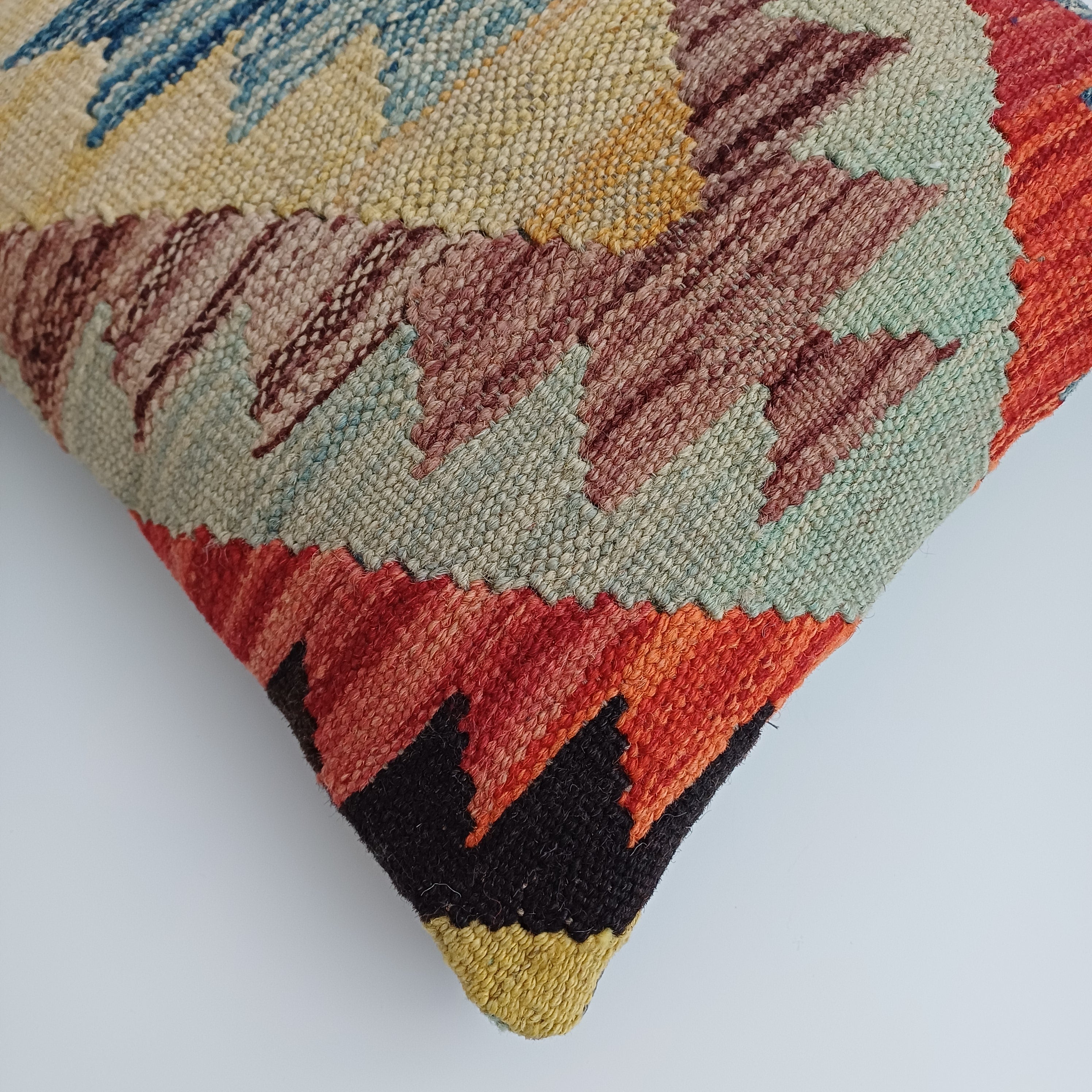 Afghan Handmade Multicoloured Kilim Cushion Cover 12''x12'' / 30x30 CM